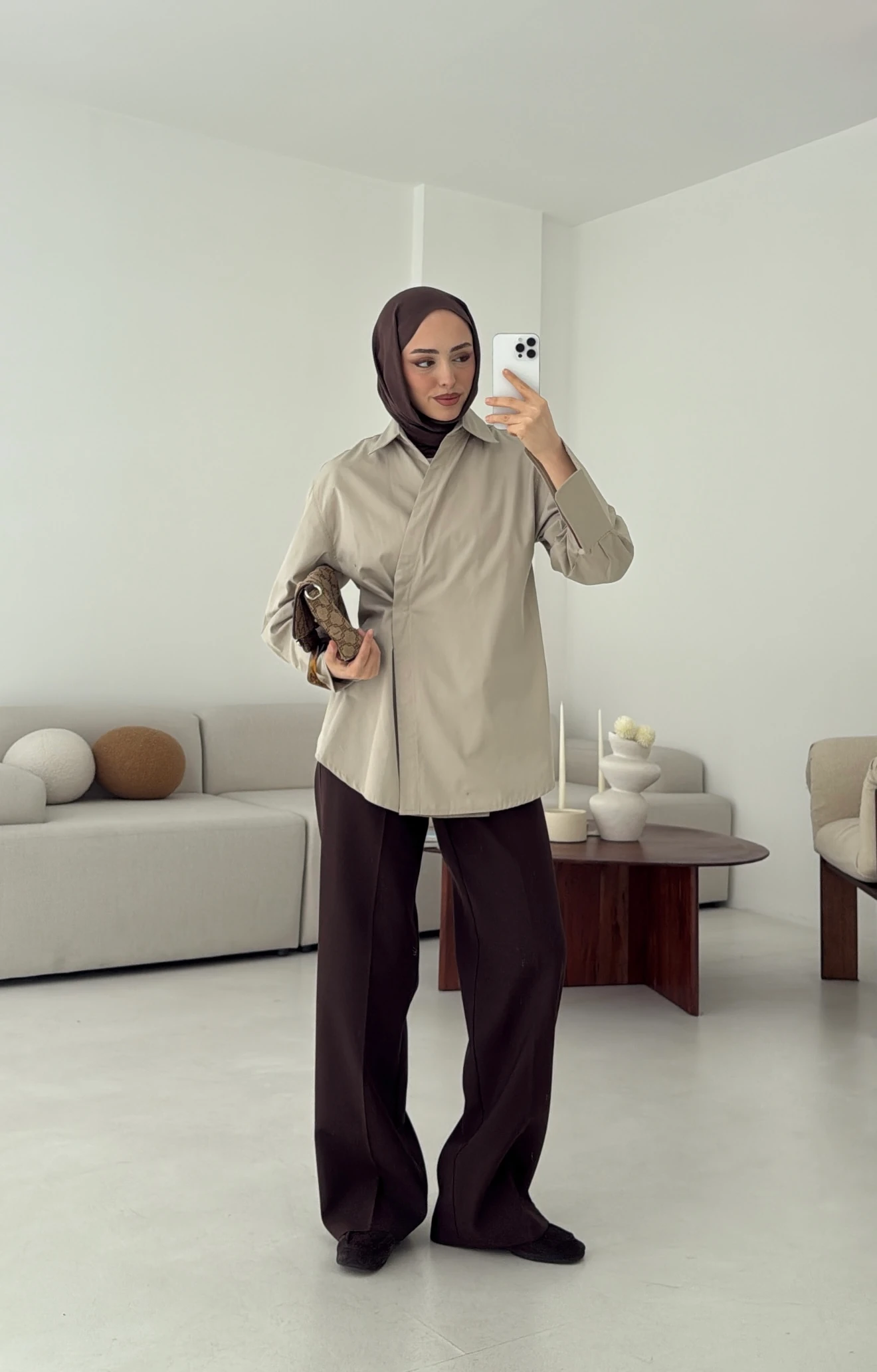 Yandan Düğmeli Gömlek Taş