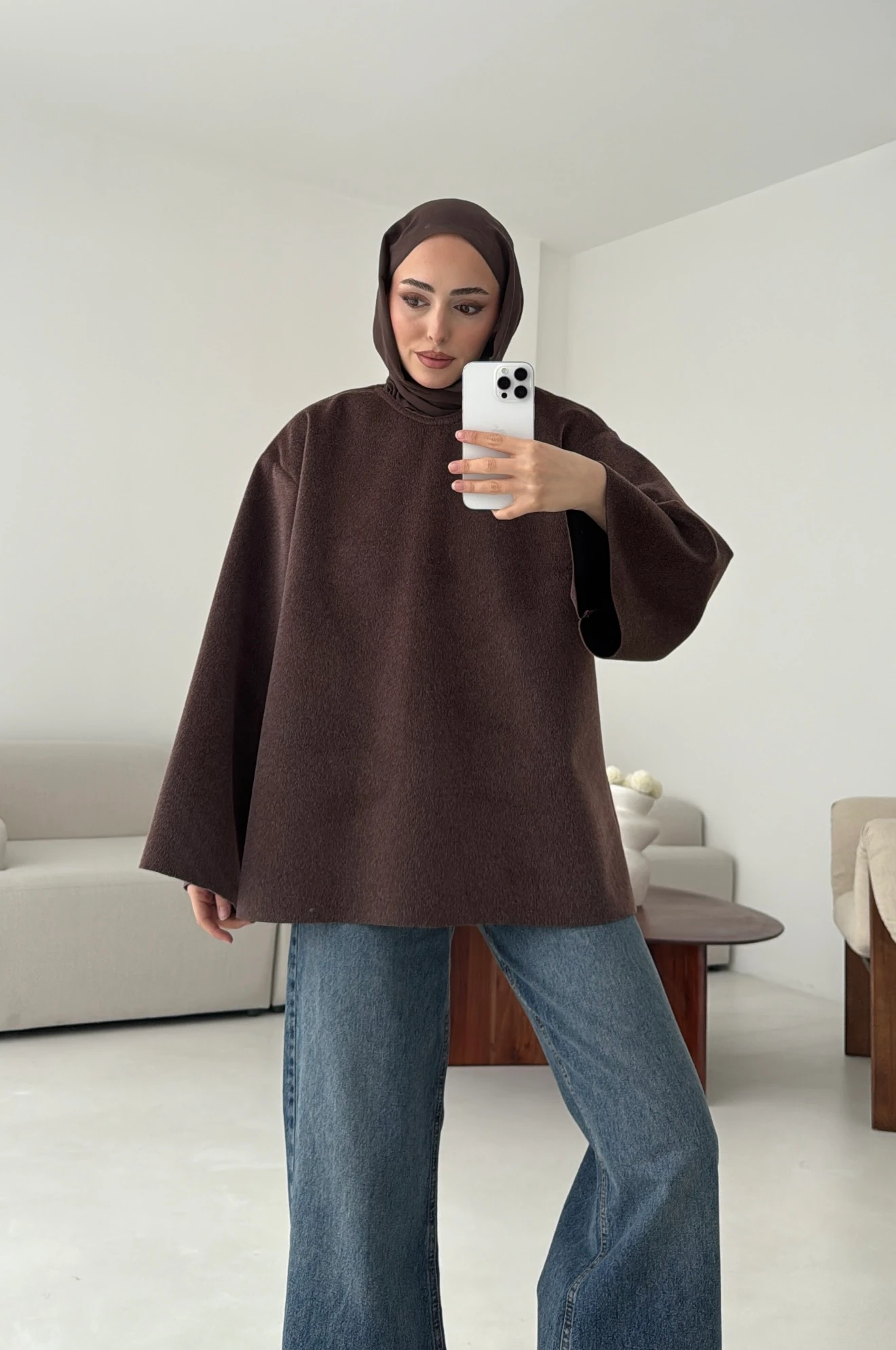 Tok Kumaş Bluz Kahve