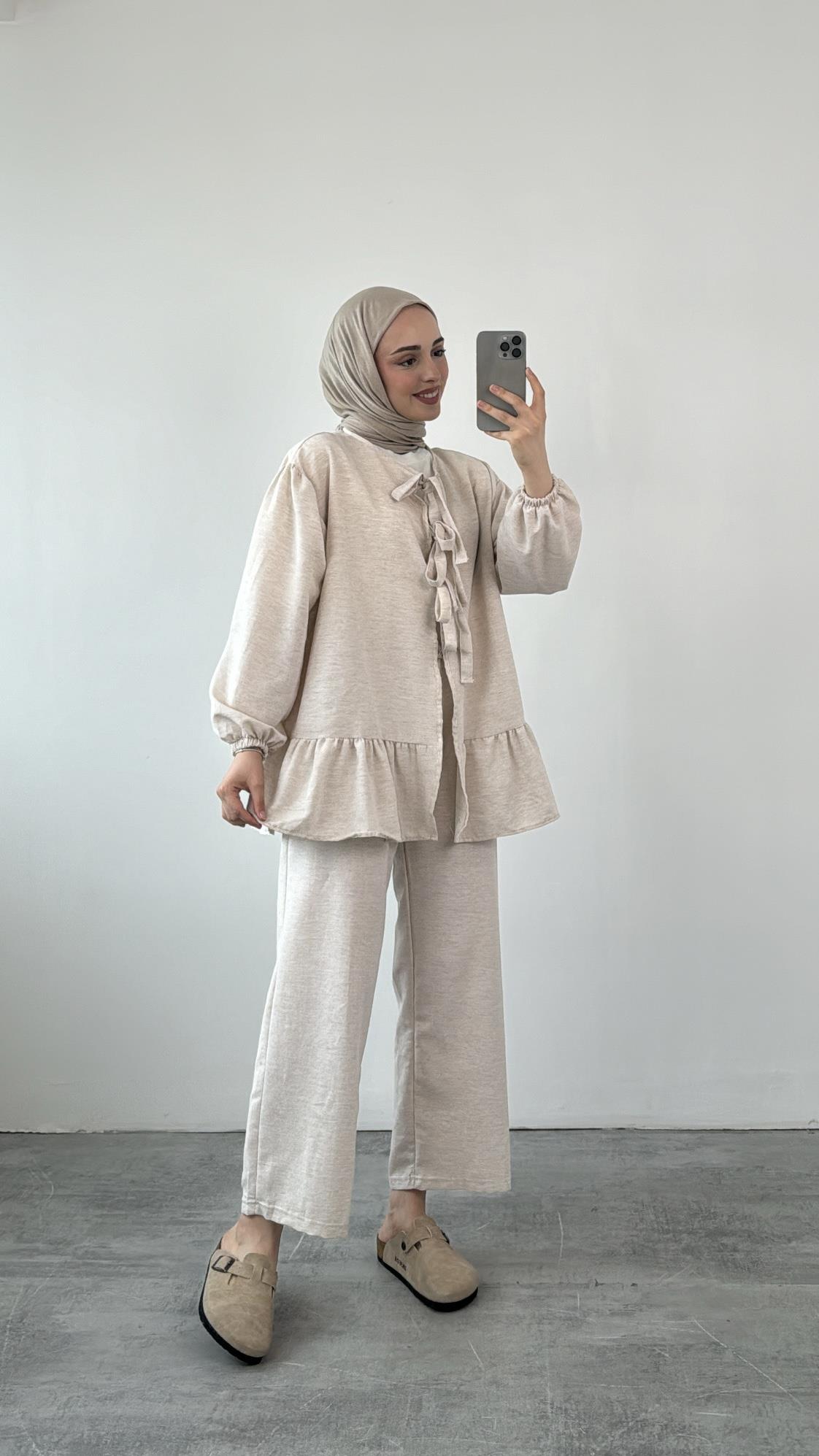Rose Bağlamalı Takım Ekru
