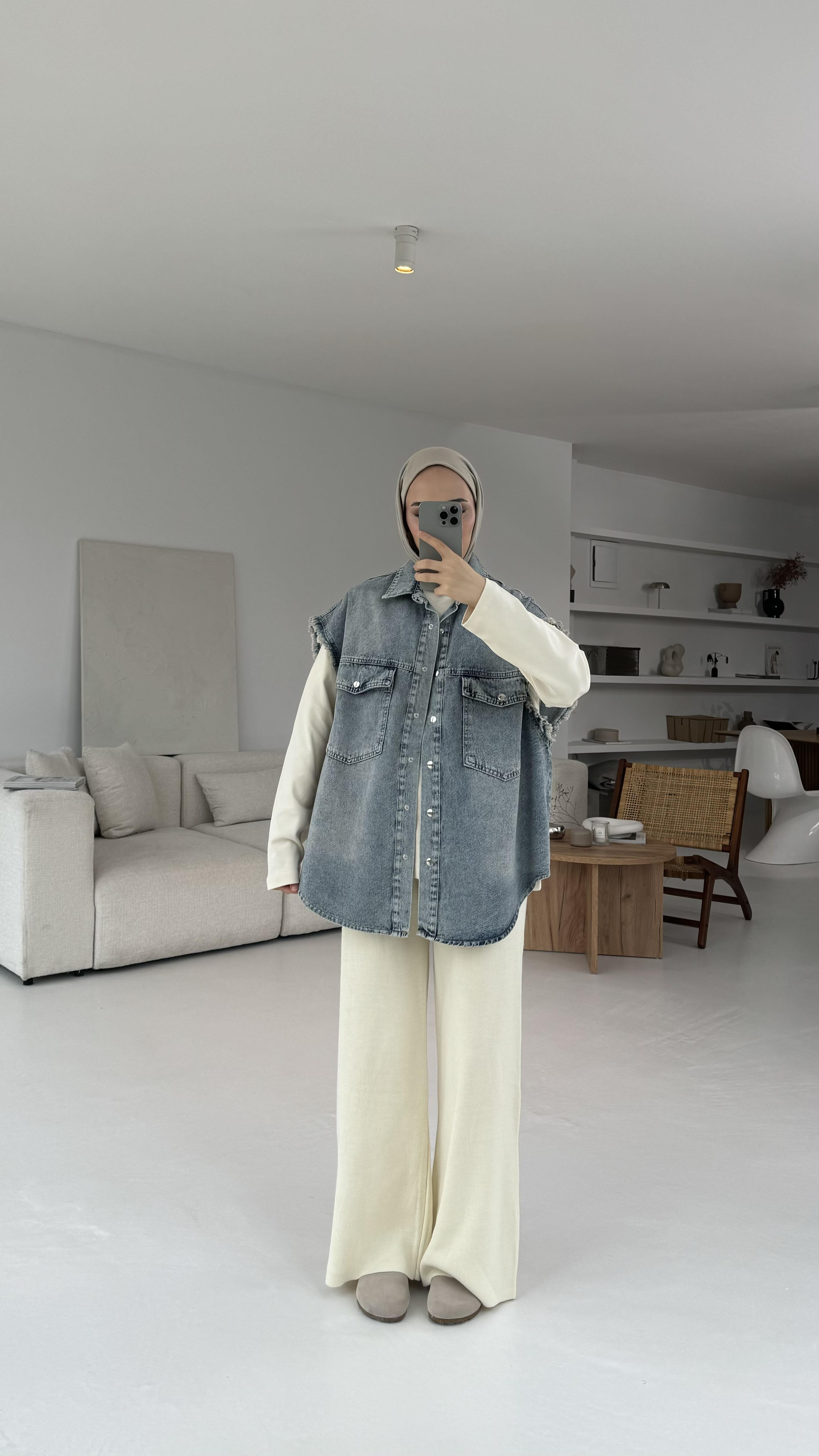Oversize Denim Yelek
