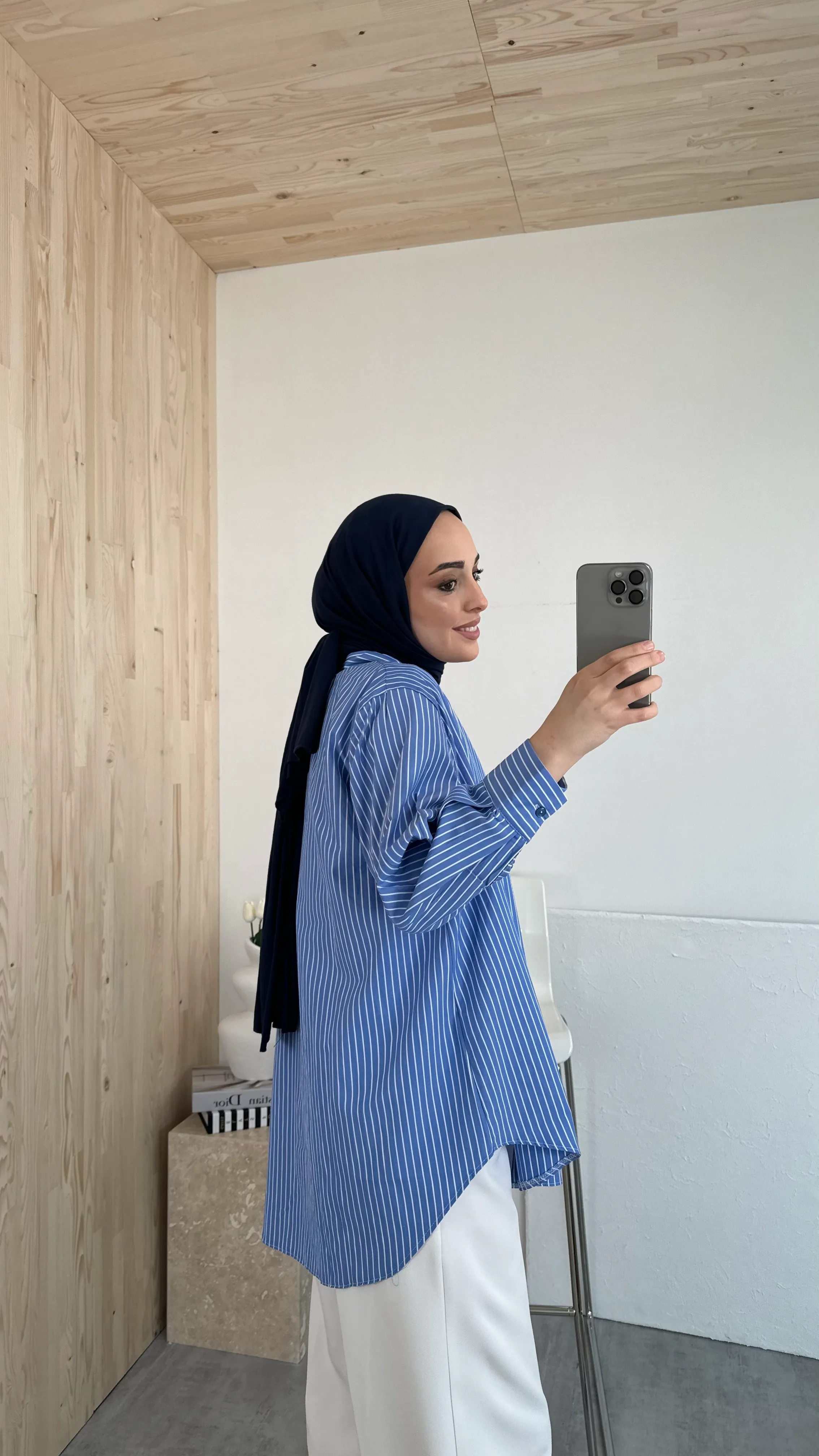 Chery Çizgili Gömlek Mavi