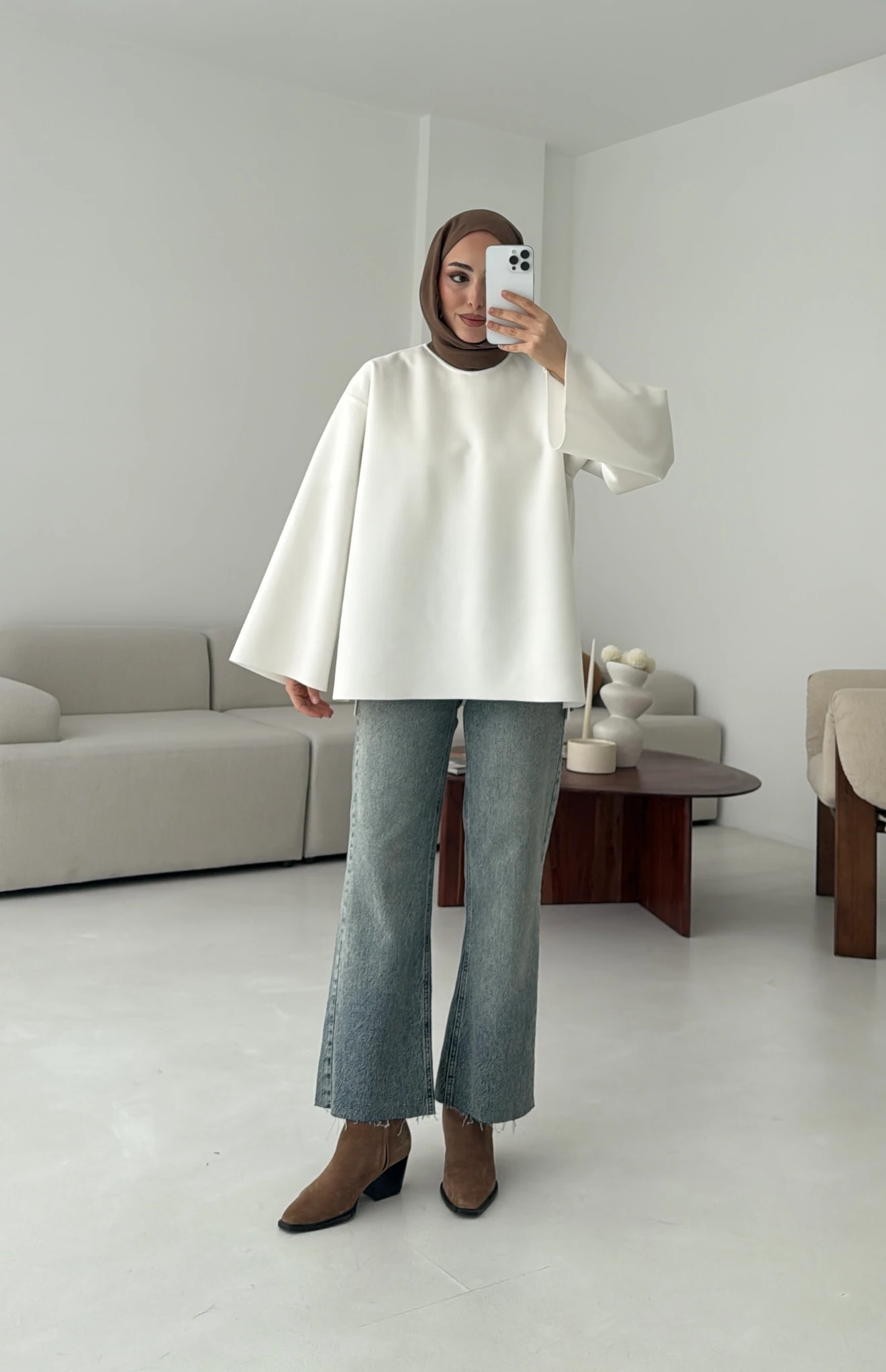 Tok Kumaş Bluz Beyaz