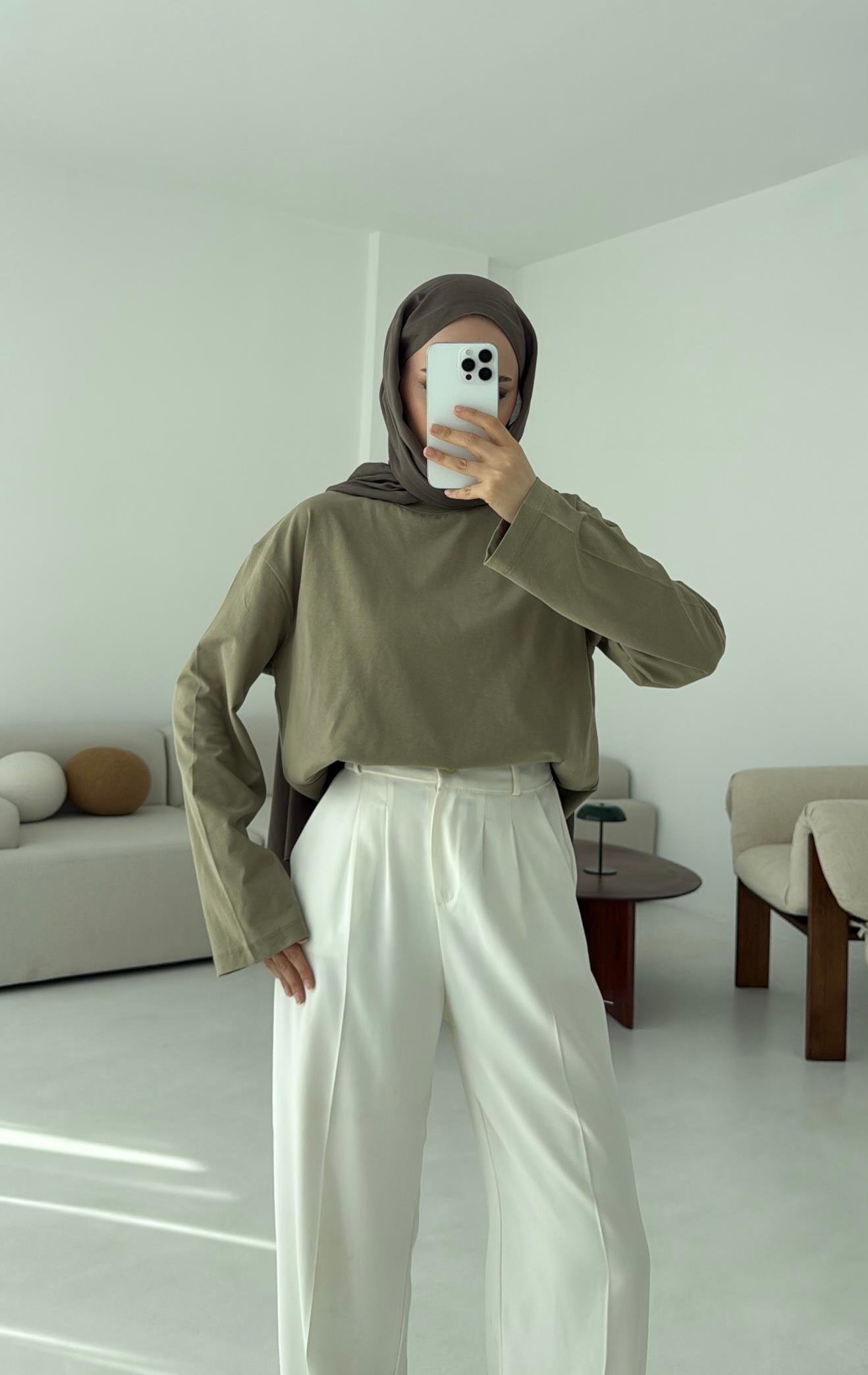 Basıc Sweatshirt Haki
