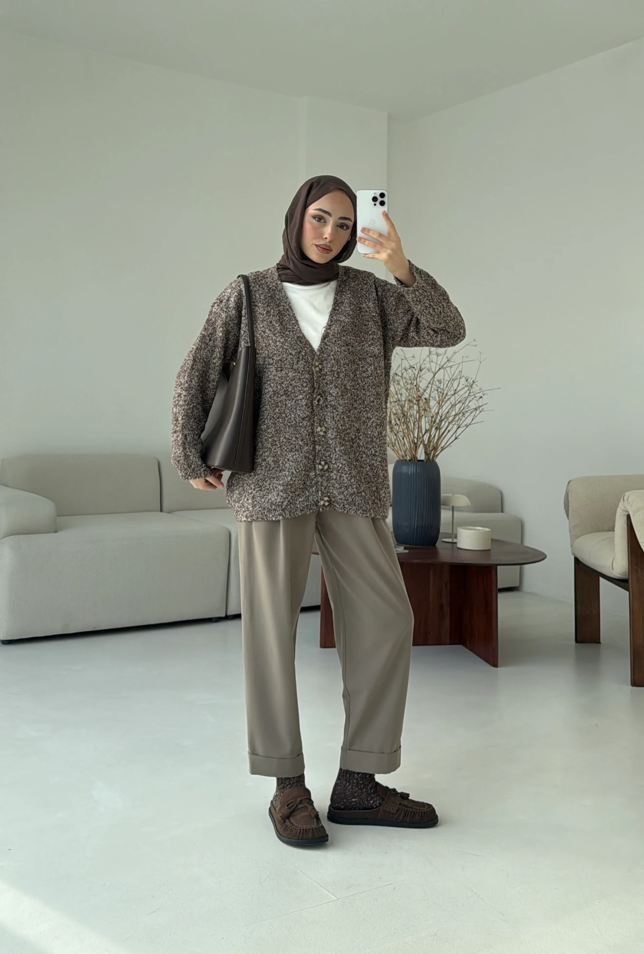 Kahve Benekli Hırka 