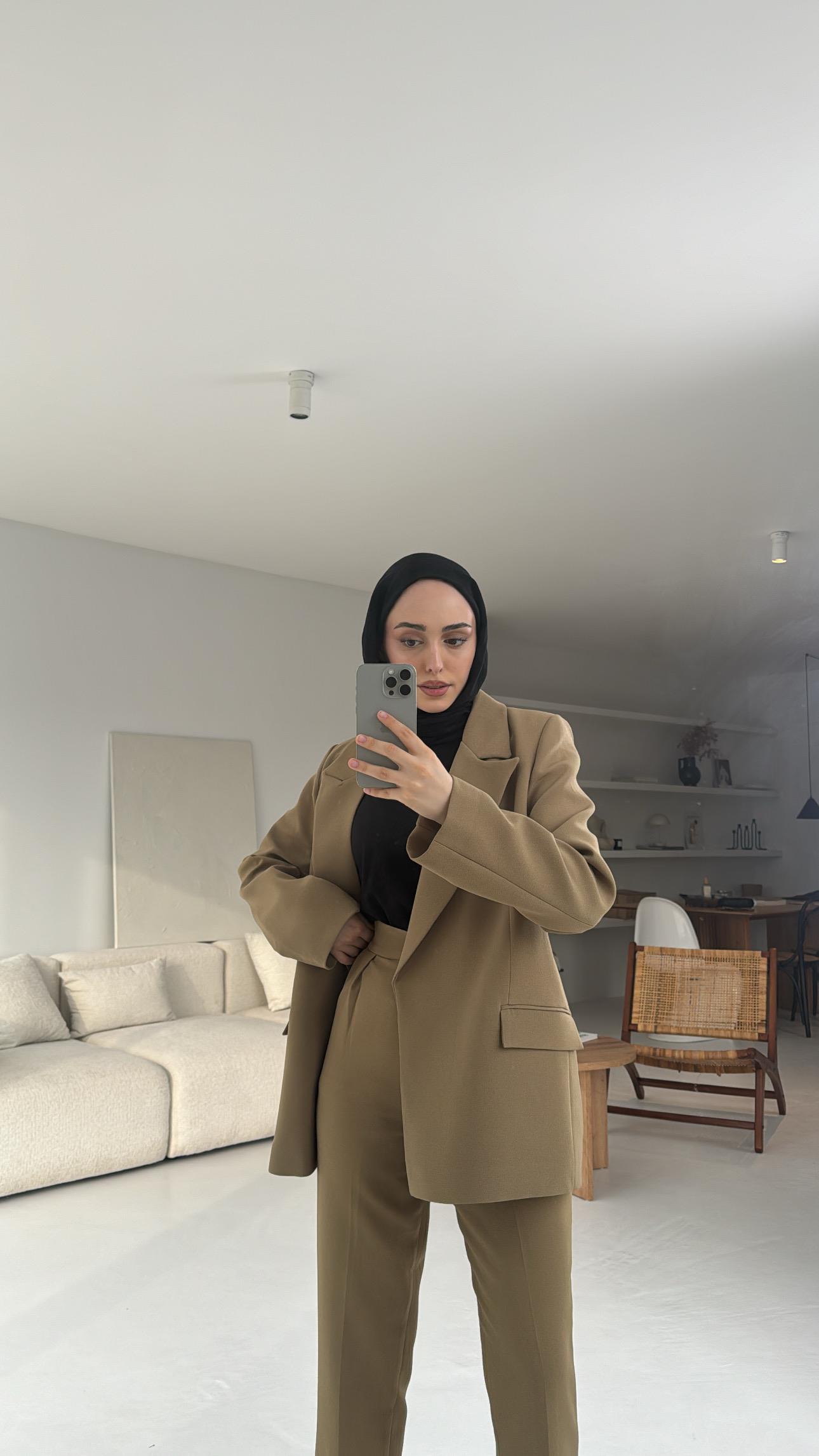 Kolu Katlamalı Blazer Olive