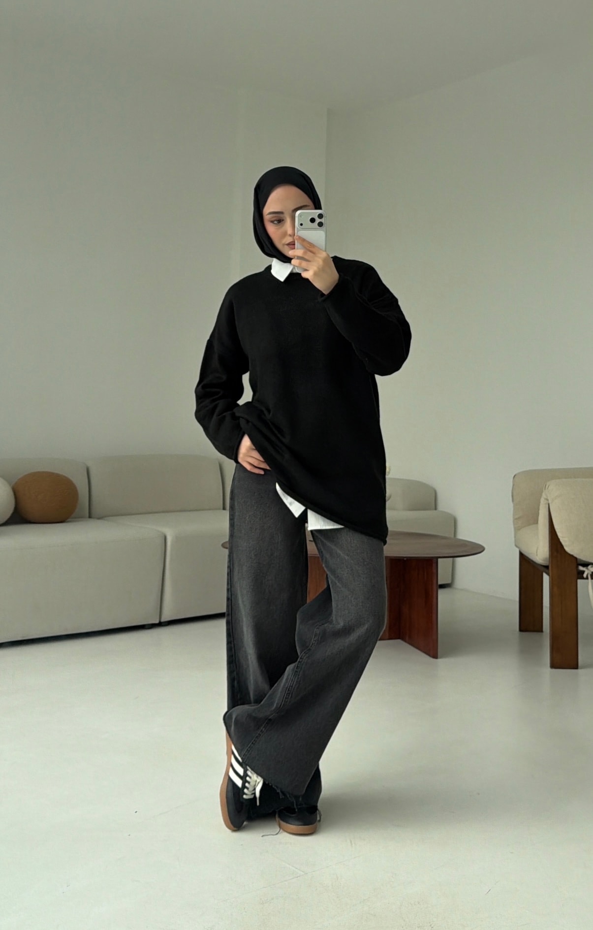 Dikişsiz Triko Kazak Siyah