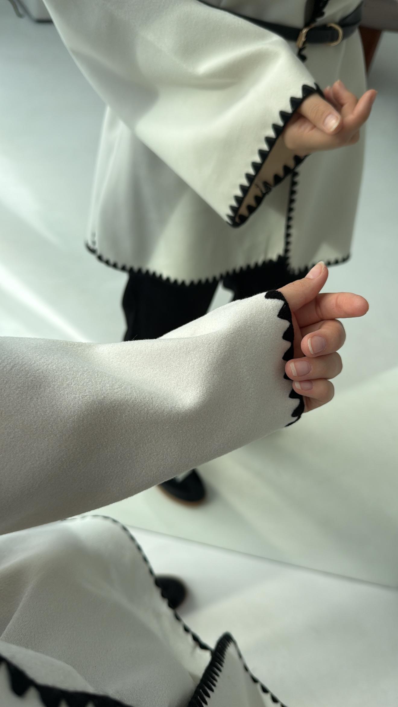 Dikişli Kaşe Ceket Bej