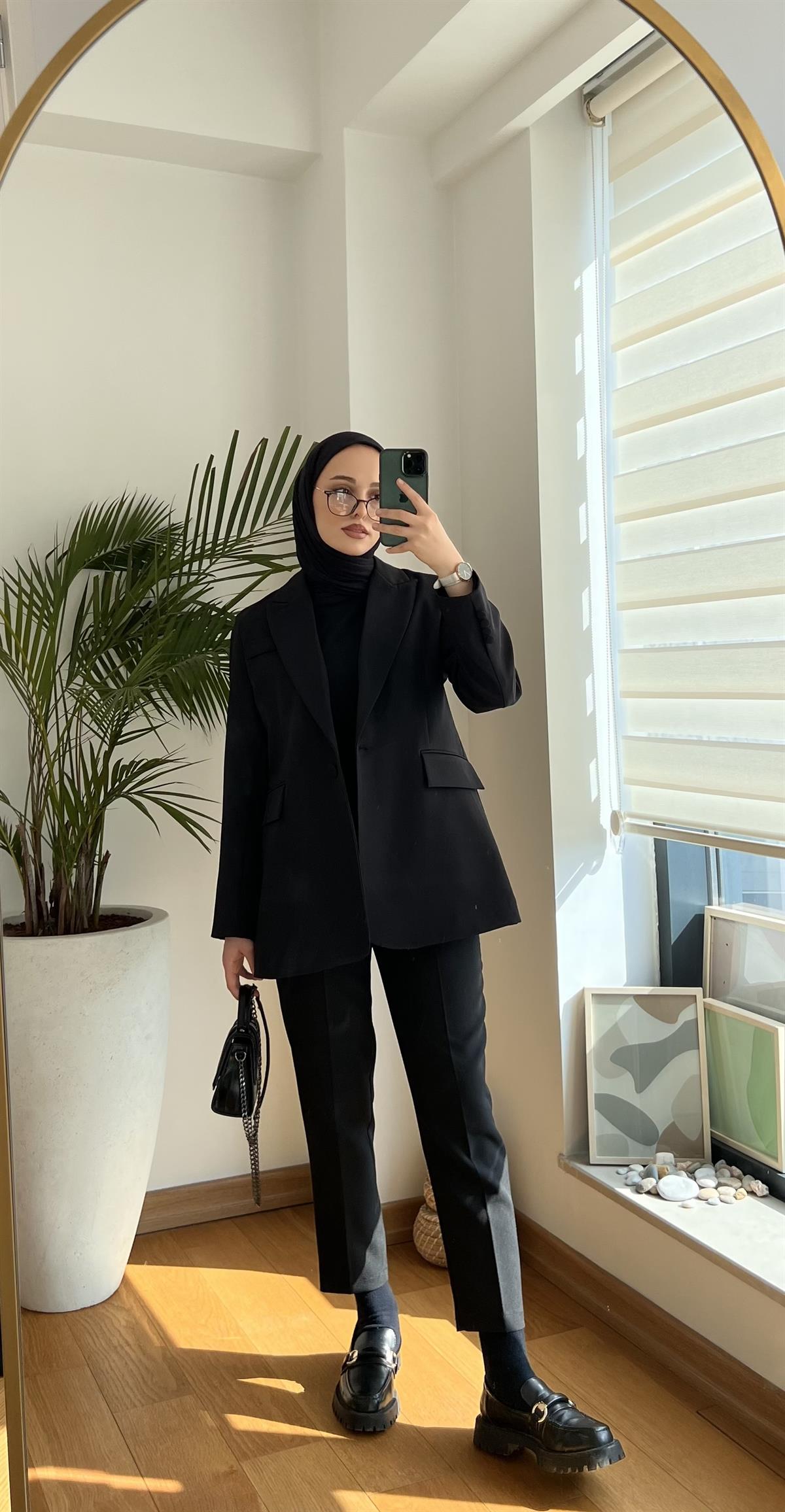 Tek Düğme Siyah Blazer