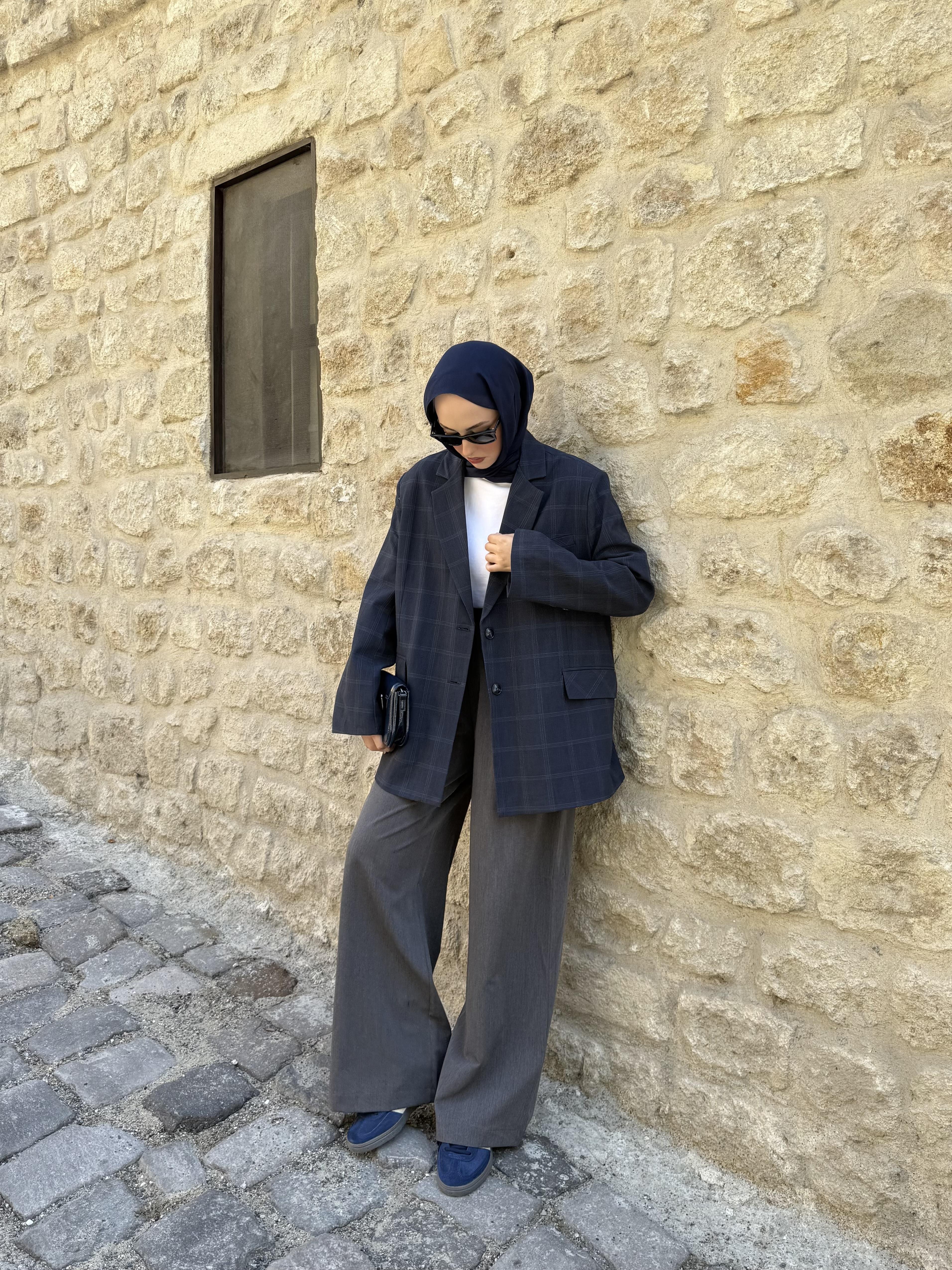 Lacivert Oversize Blazer Ceket