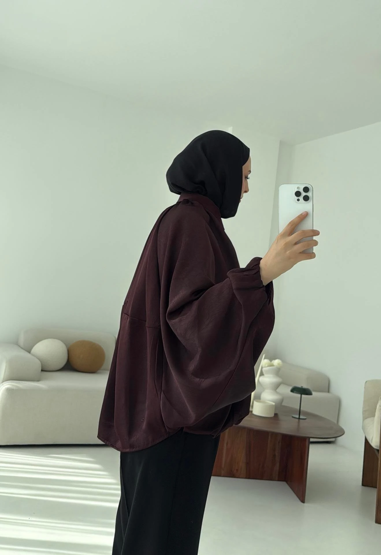 Bomber Saten Ceket Bordo