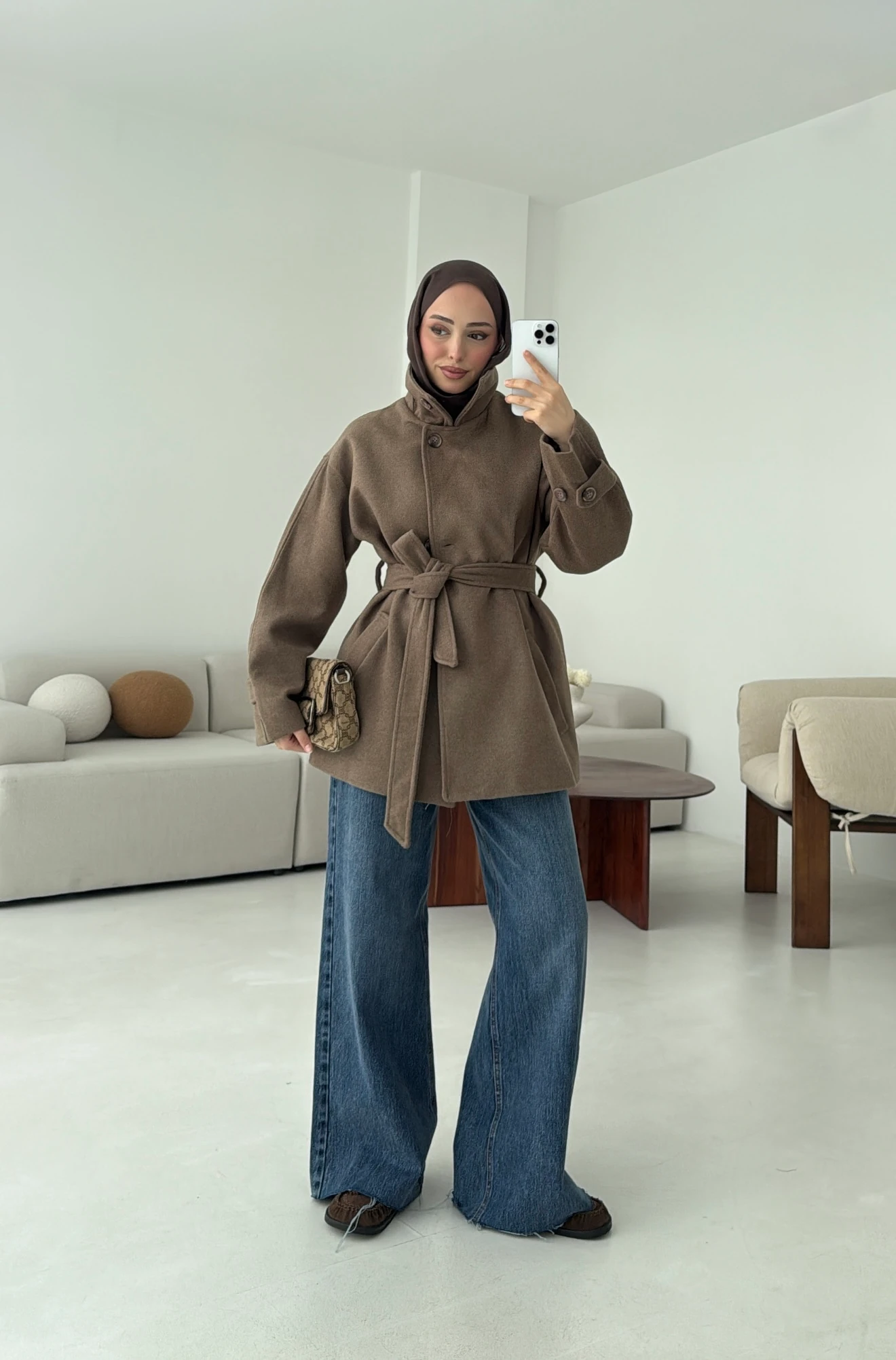 Sütlü Kahve Orta Boy Kaşe Kaban