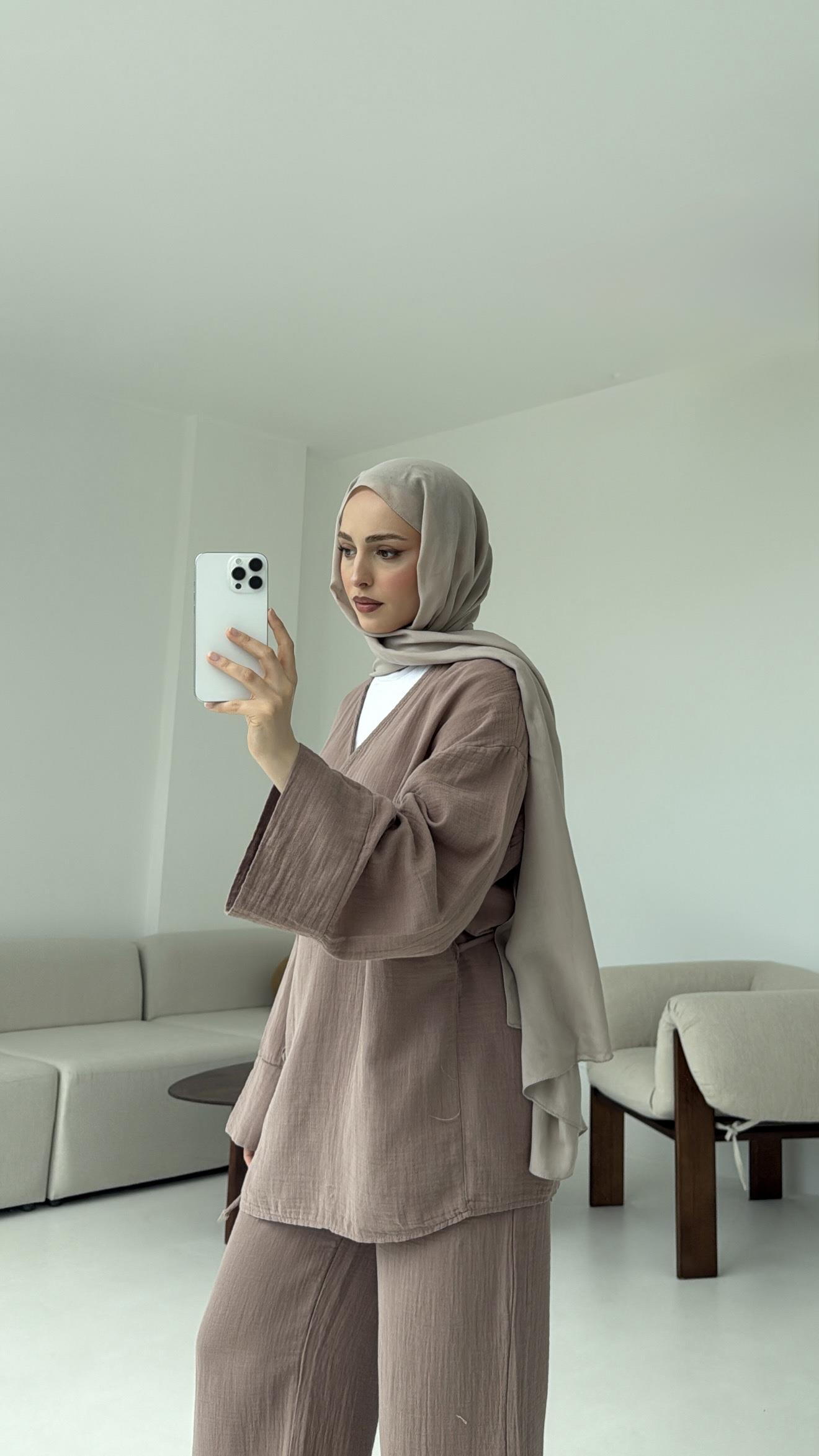 Müslin Yandan Baglamalı Takım Gül Kurusu