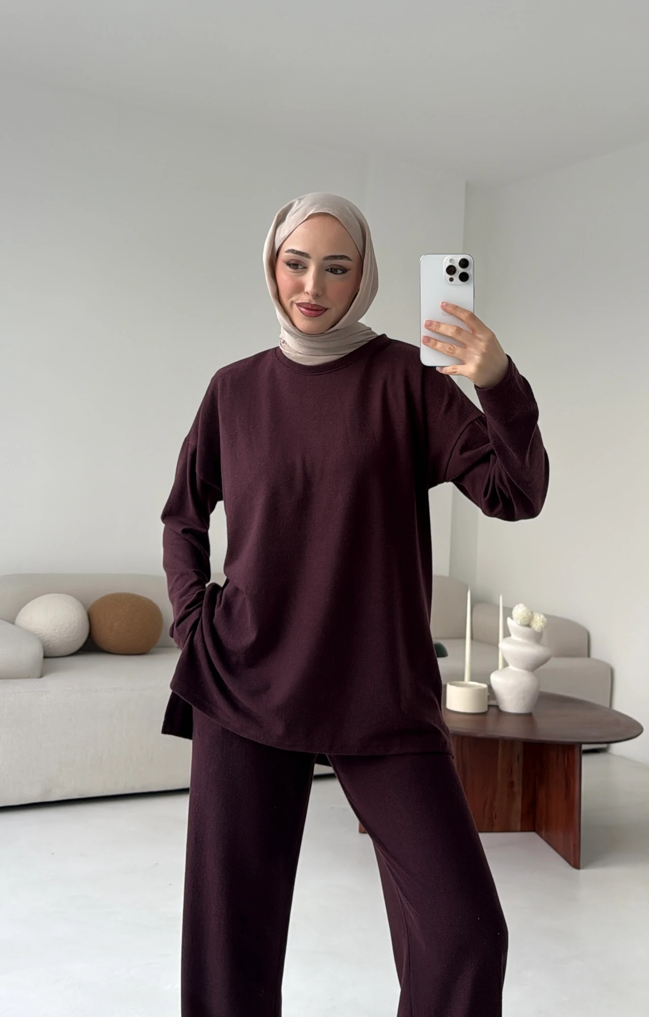 Tunikli Viscon Takım Bordo