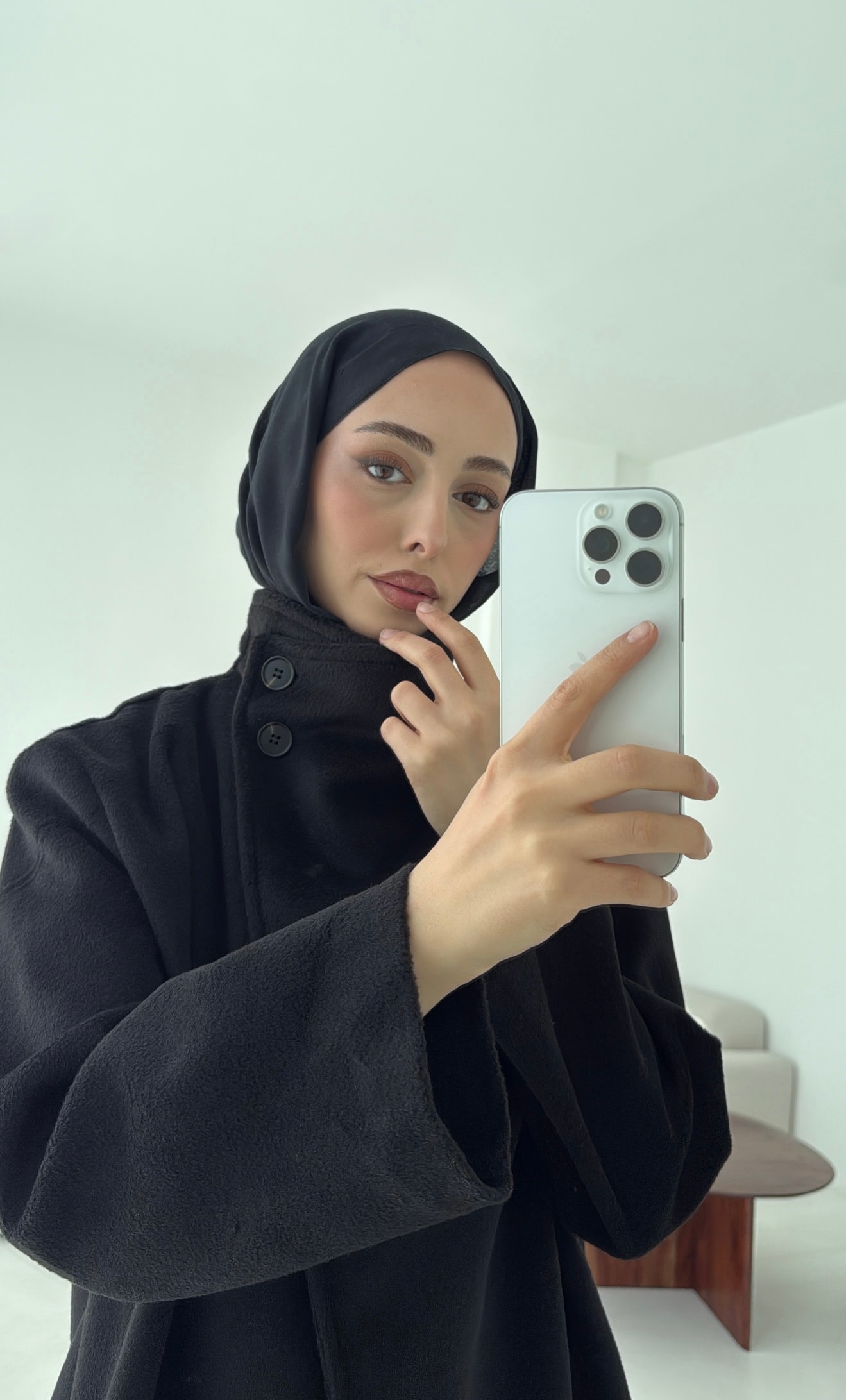 Dik Yaka Kaşe Kaban Siyah
