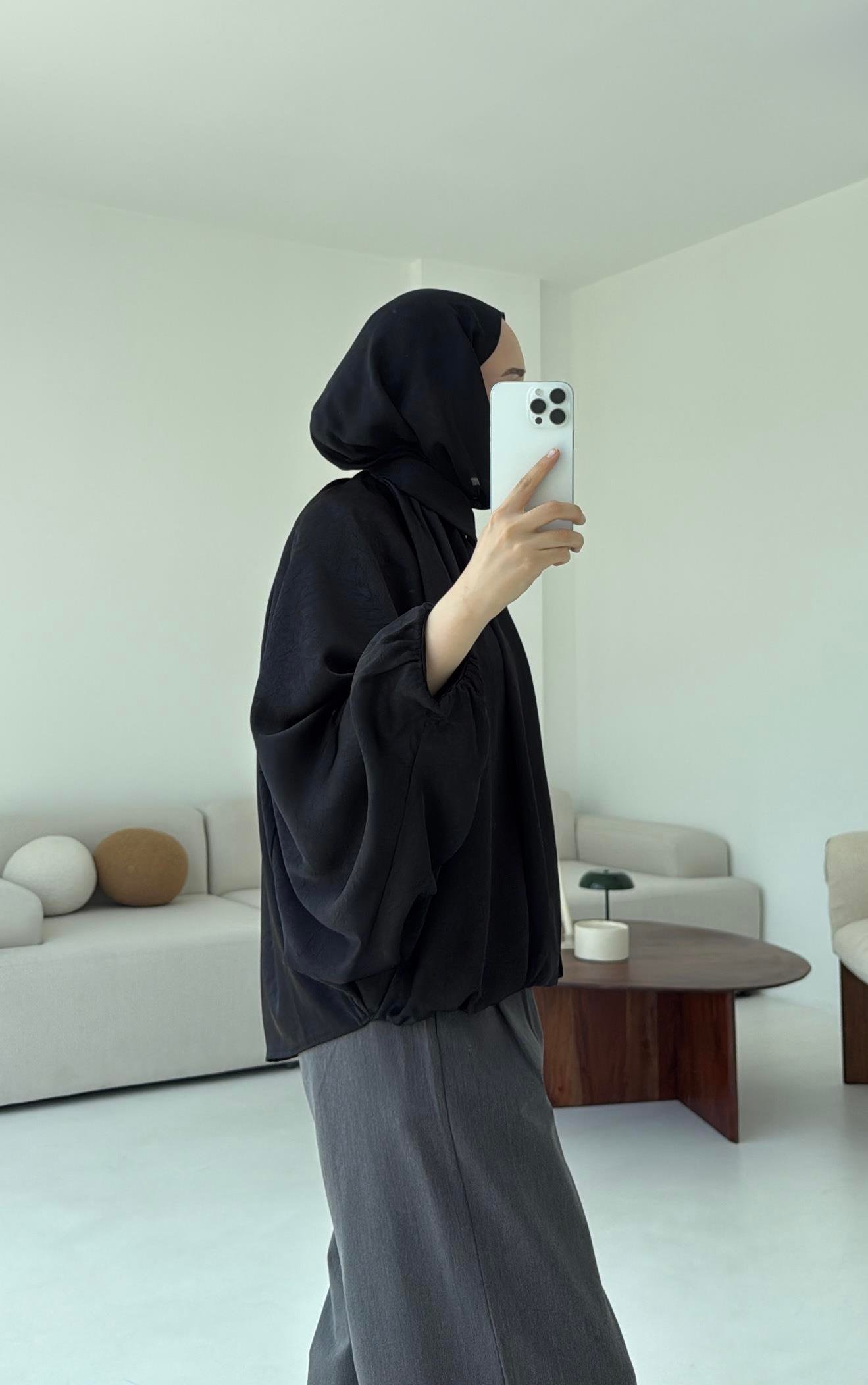 Bomber Saten Ceket Siyah