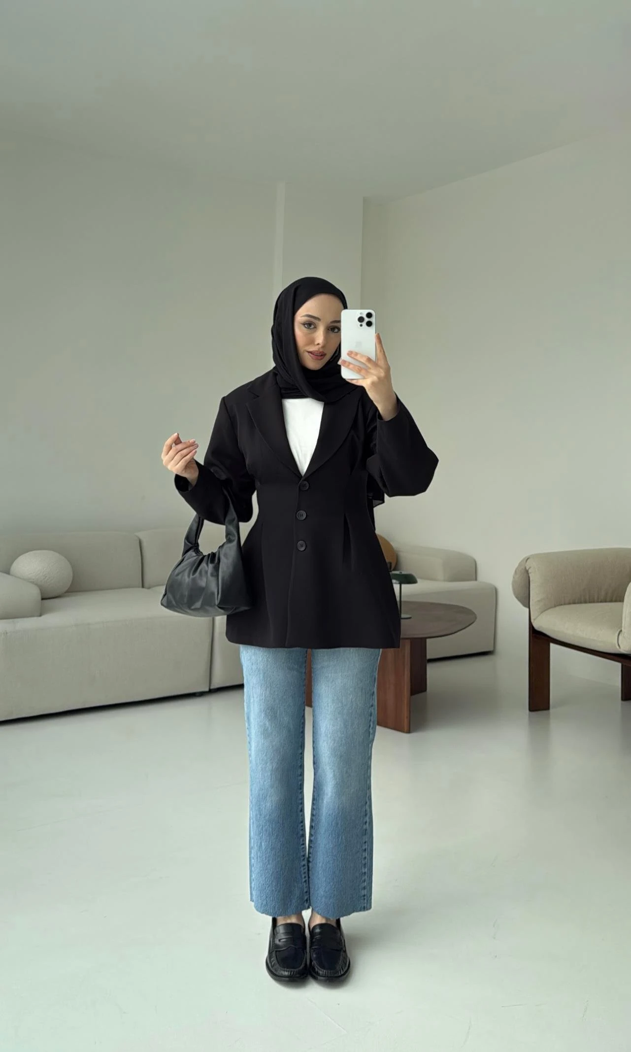 Belden Oturtmalı Tasarım Ceket Siyah