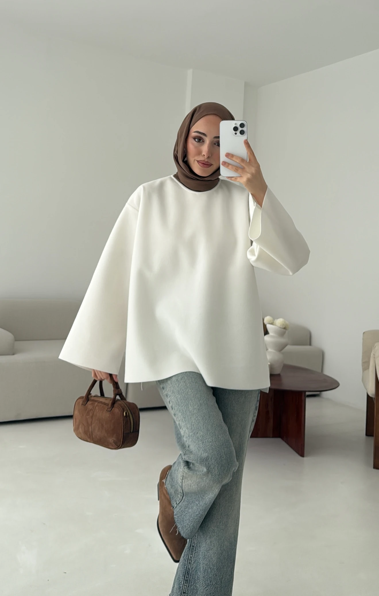 Tok Kumaş Bluz Beyaz