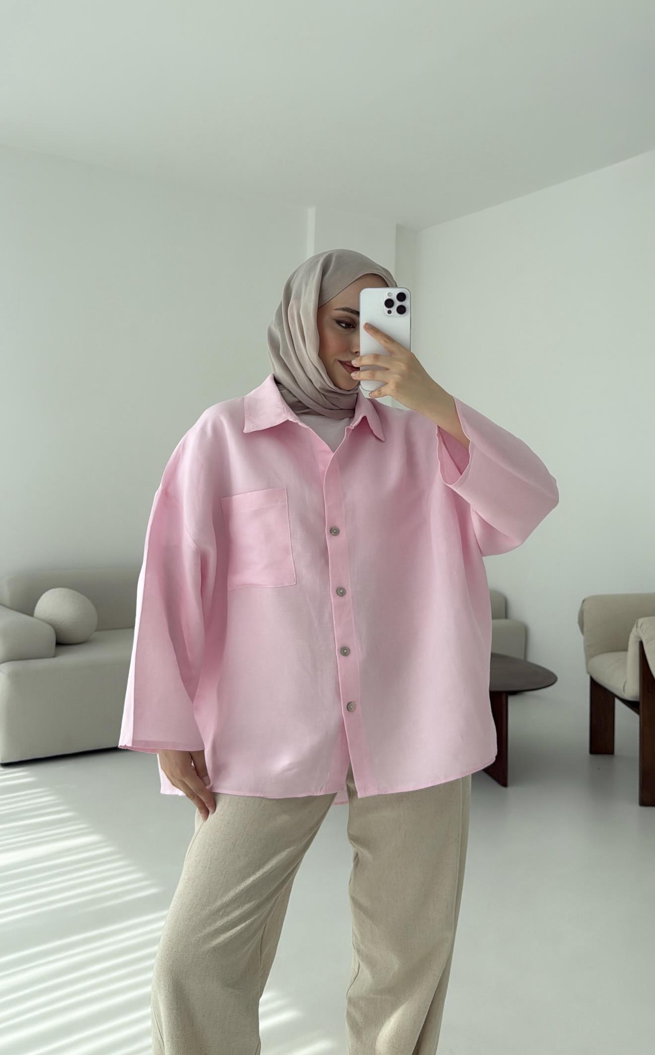 Pembe Oversize Gömlek