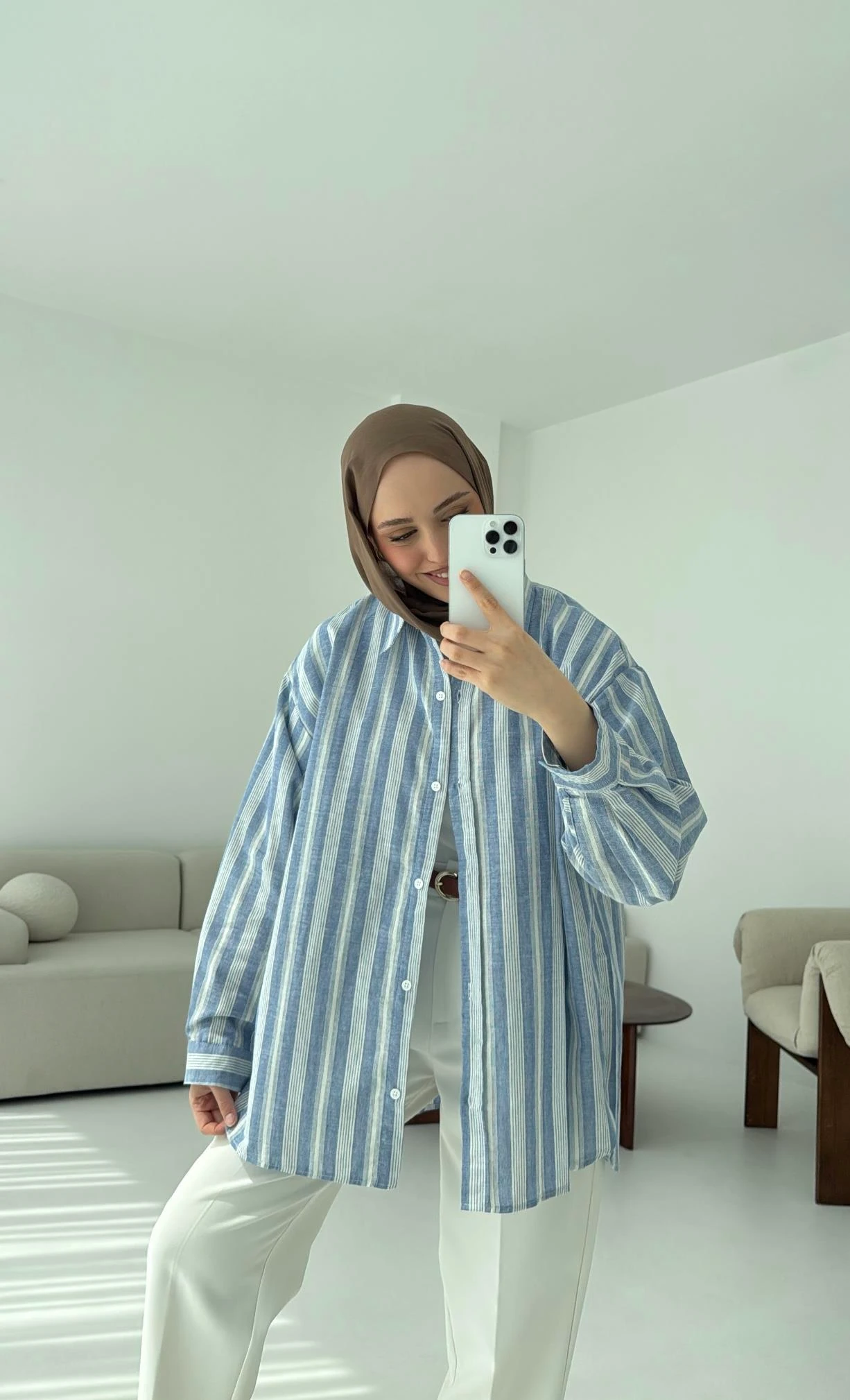 Kalın Çizgili Mavi-Beyaz Gömlek