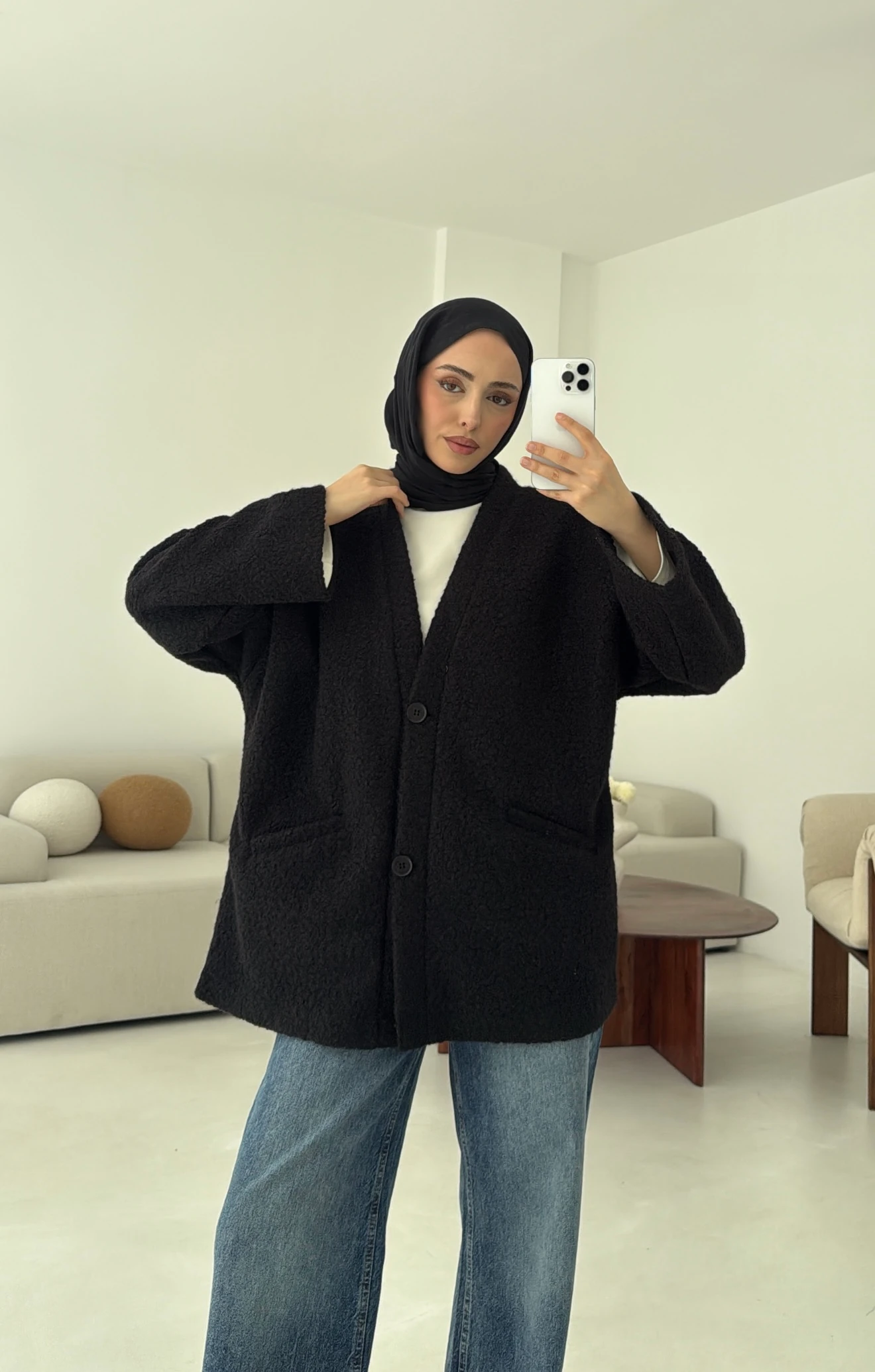 Kemerli Buklet Ceket Siyah