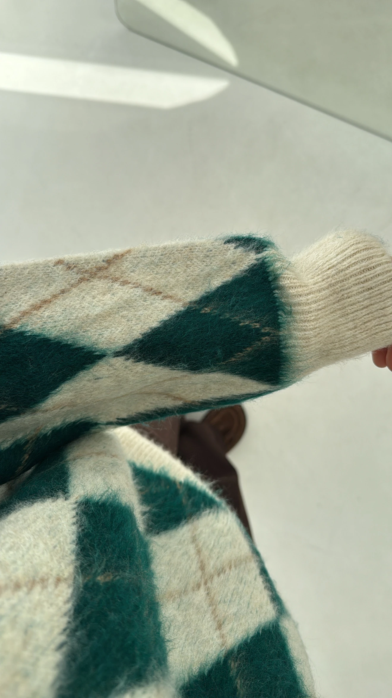 Baklava Desen Şardonlu Kazak Yeşil