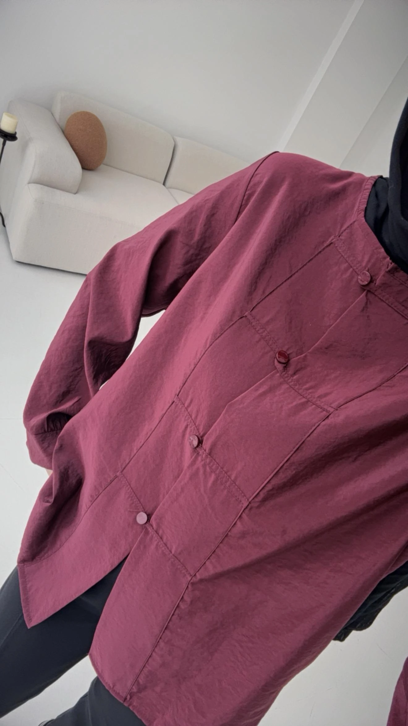 Bordo Düğme Detay Gömlek