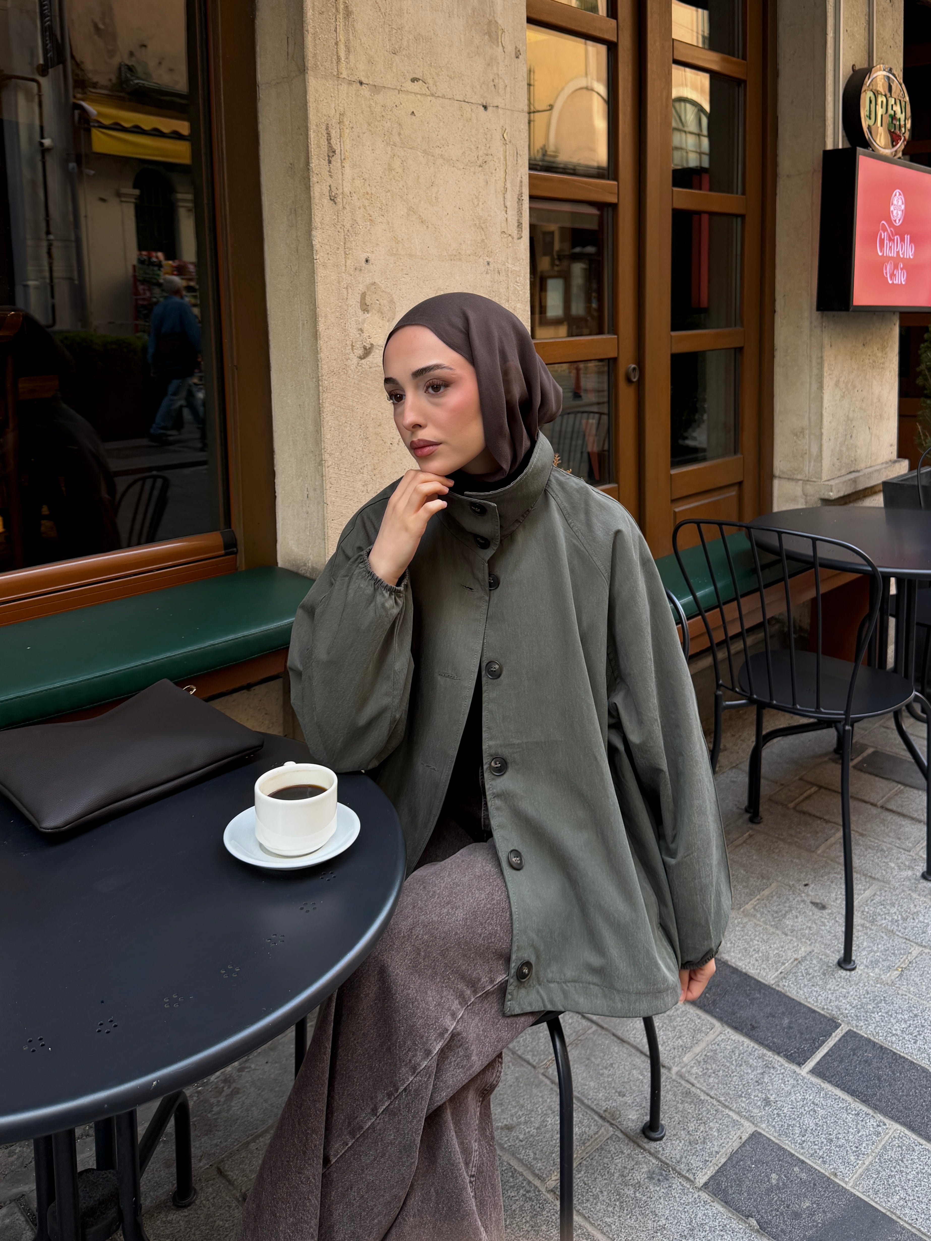 Dik Yaka Bomber Trençkot Haki