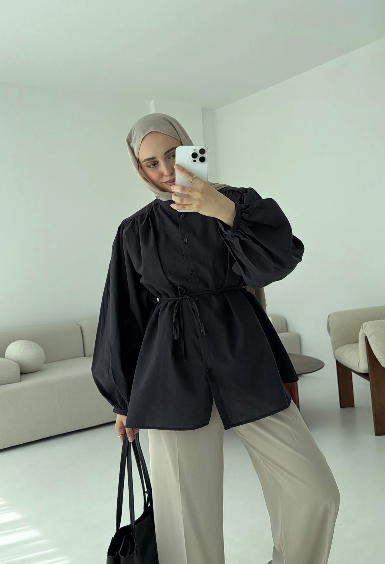 Risa Balon Kol Gömlek Antrasit