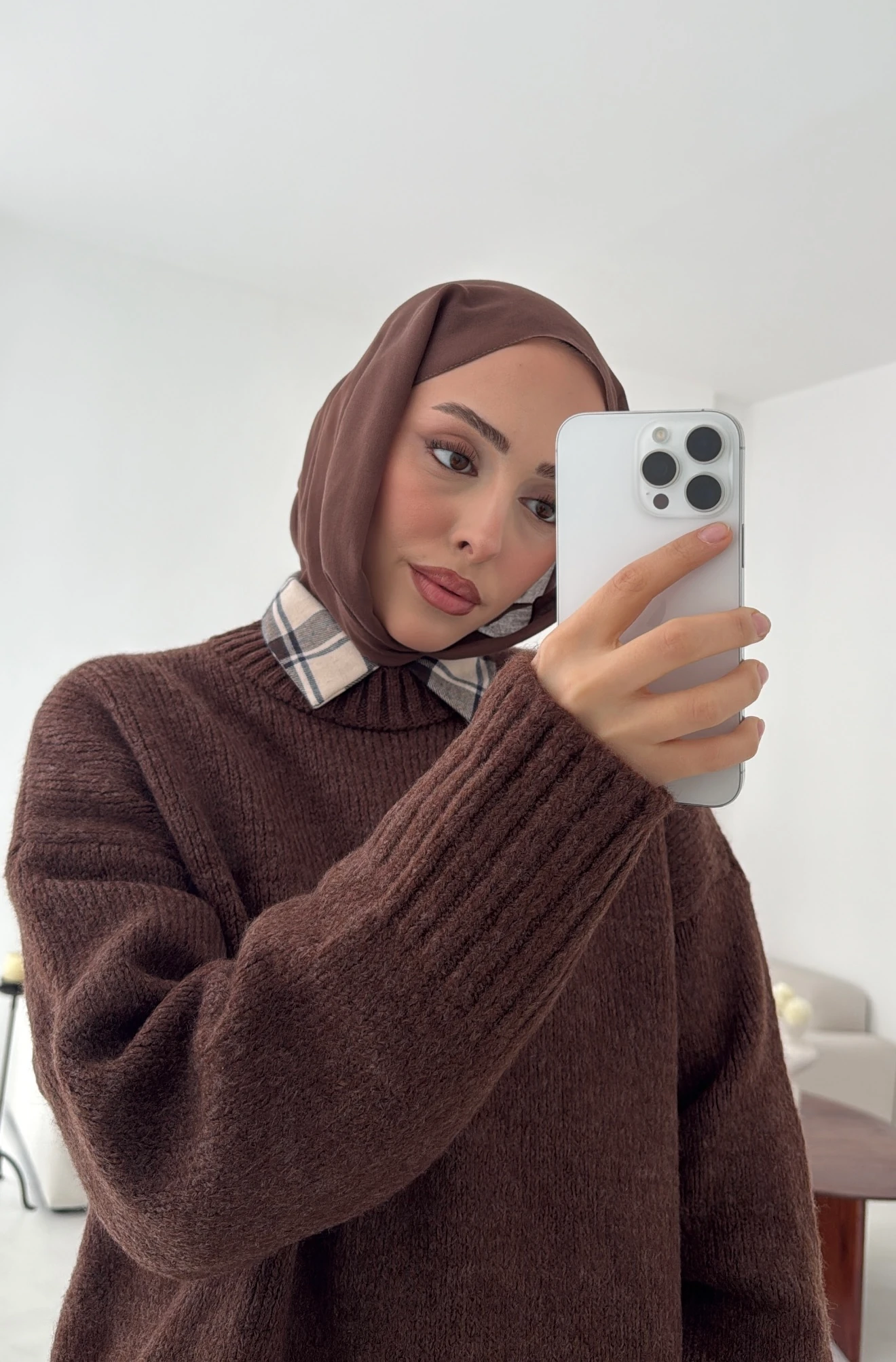 Oversize Soft Triko Kazak Kahve