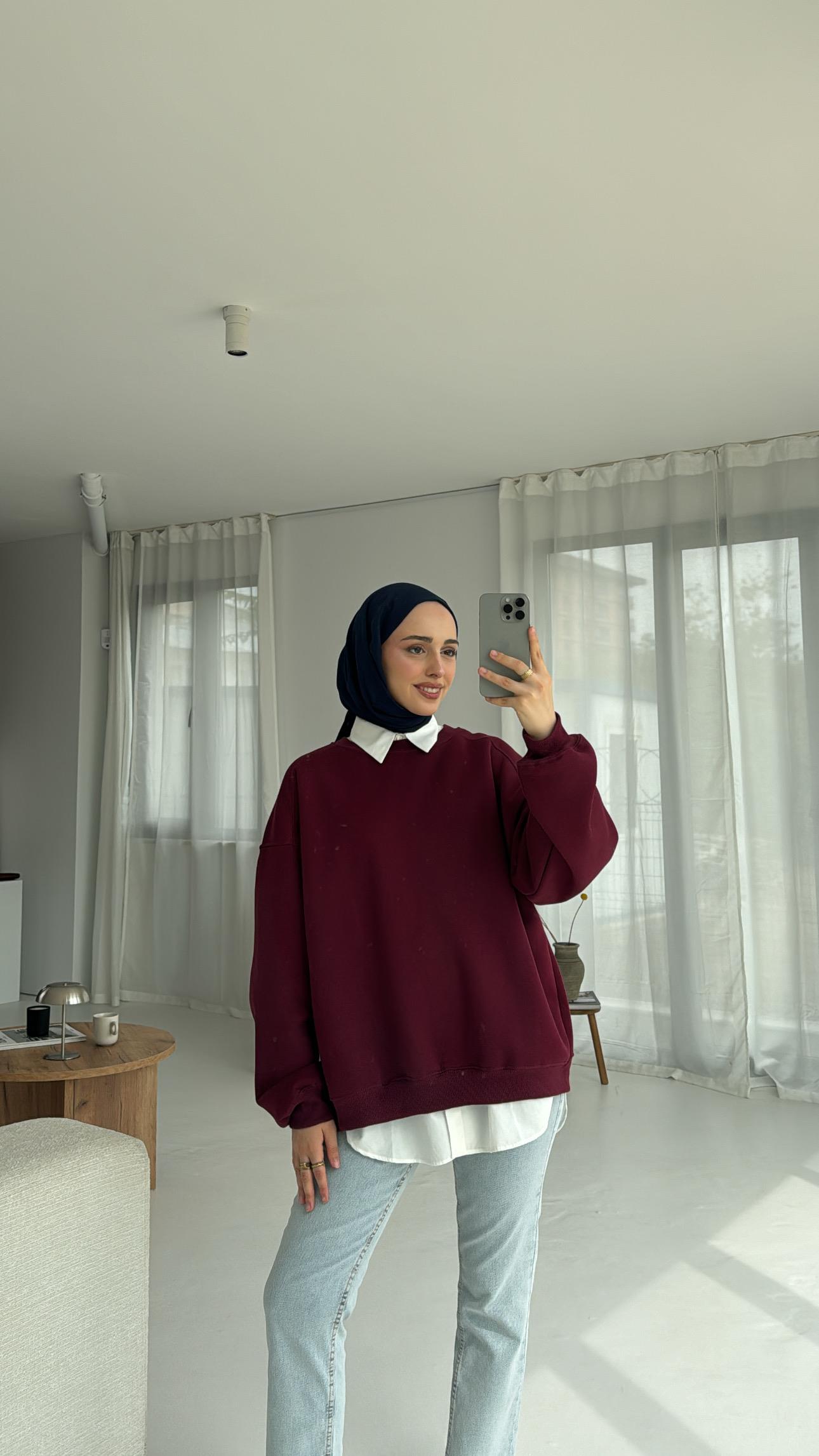 Oversize Bordo Sweatshırt