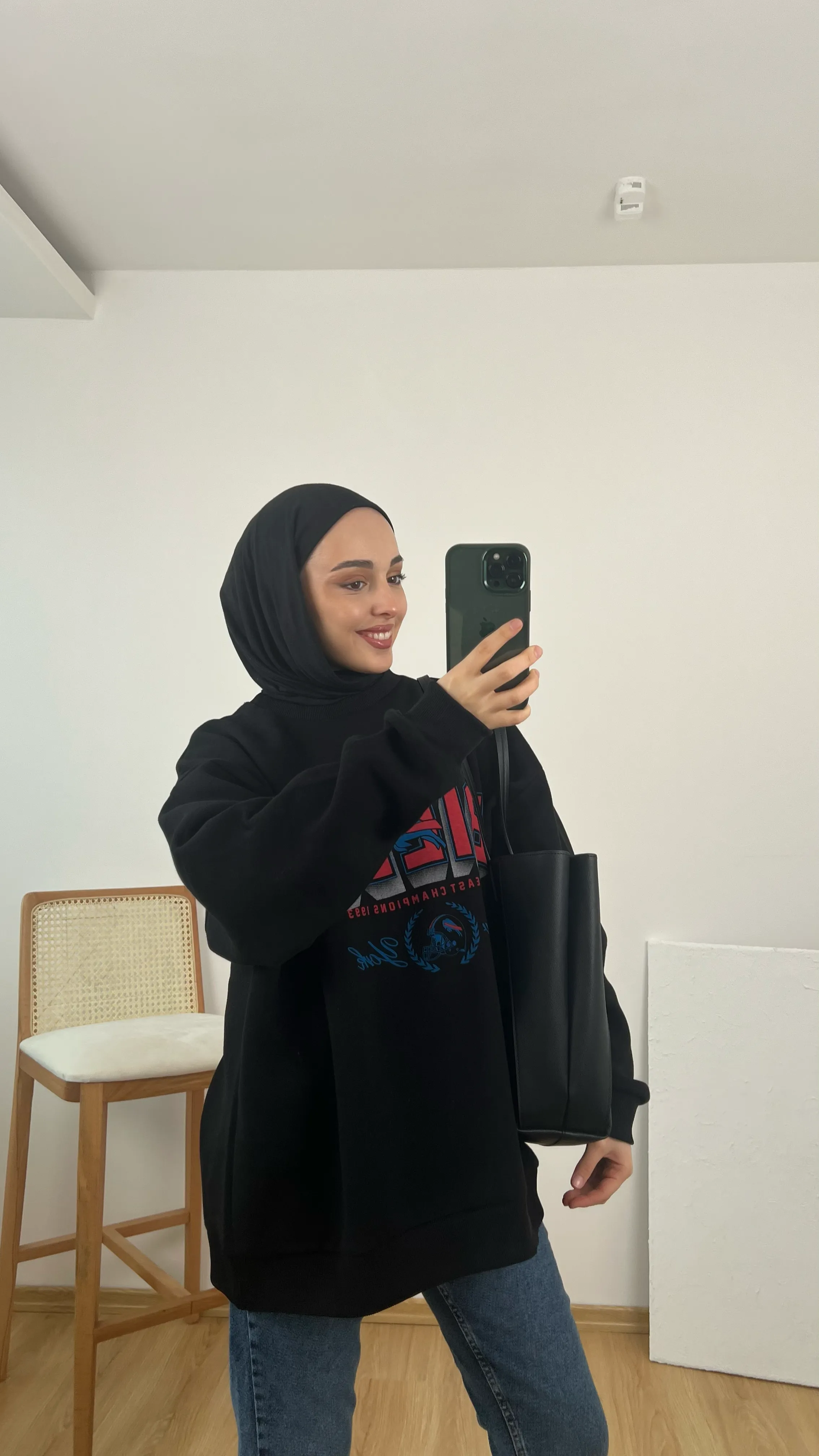 Bılls Baskılı Şardonlu Sweatshirt Siyah