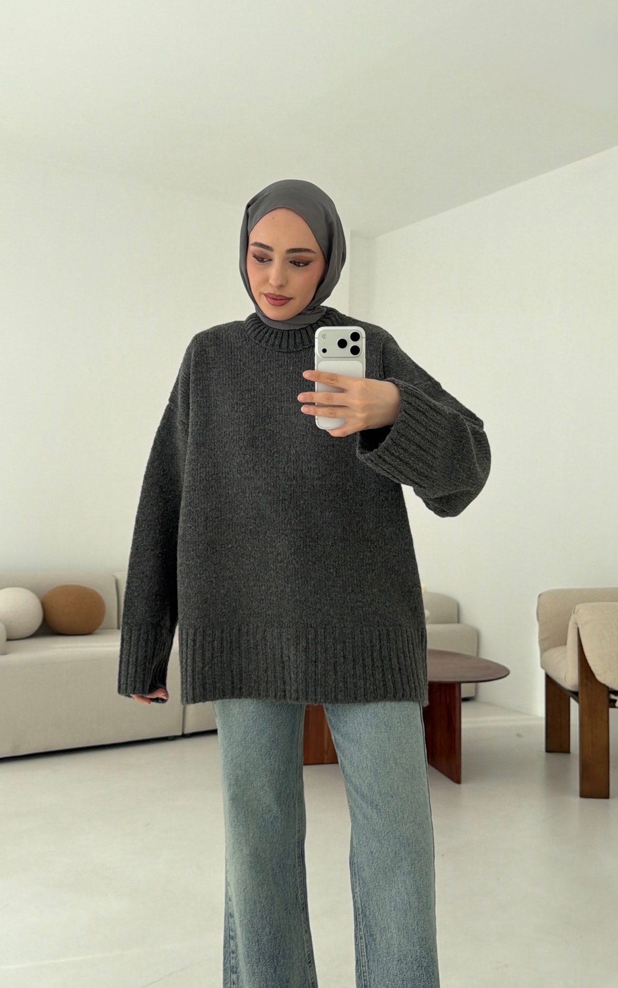 Oversize Soft Triko Kazak Antrasit