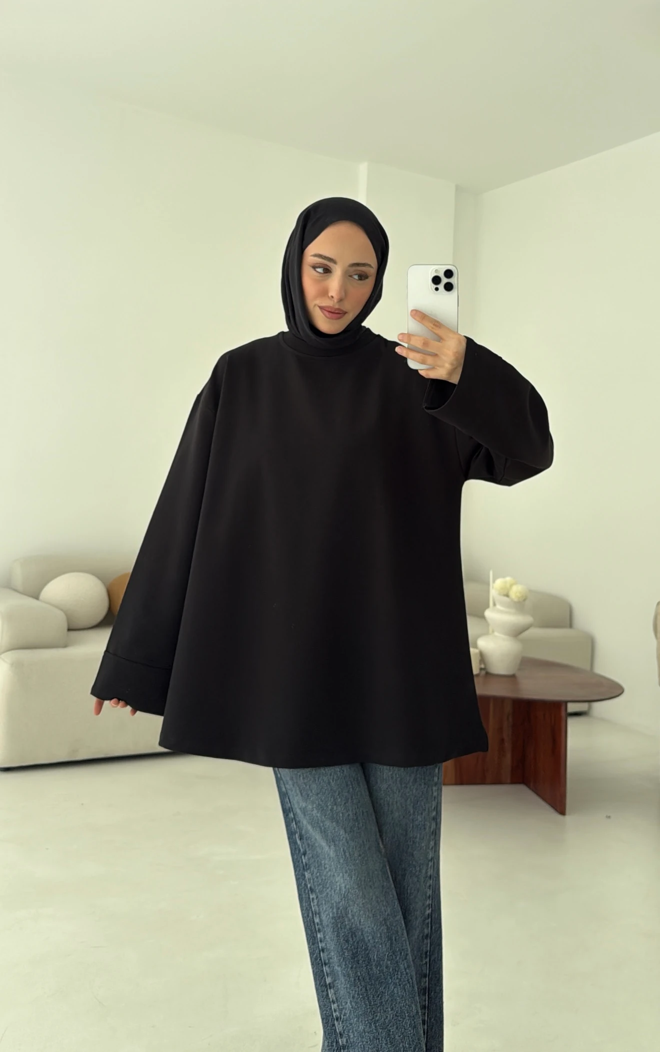 Dikiş Detay Basic Sweat Siyah