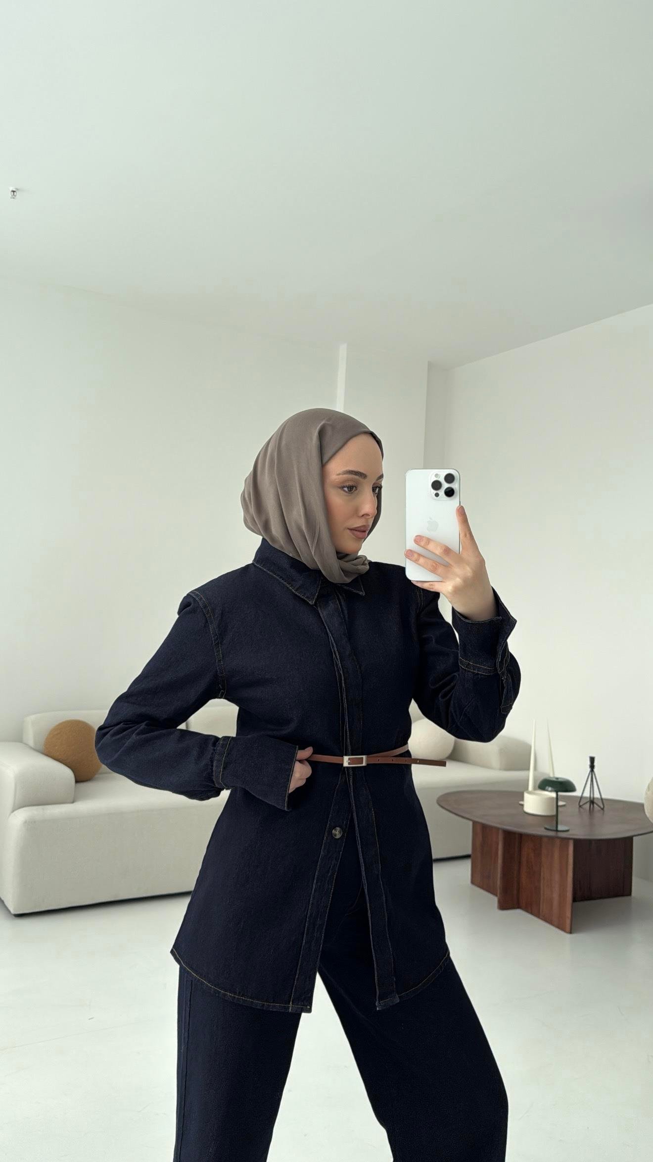 Vatkalı Belden Oturtmalı Kot Takım