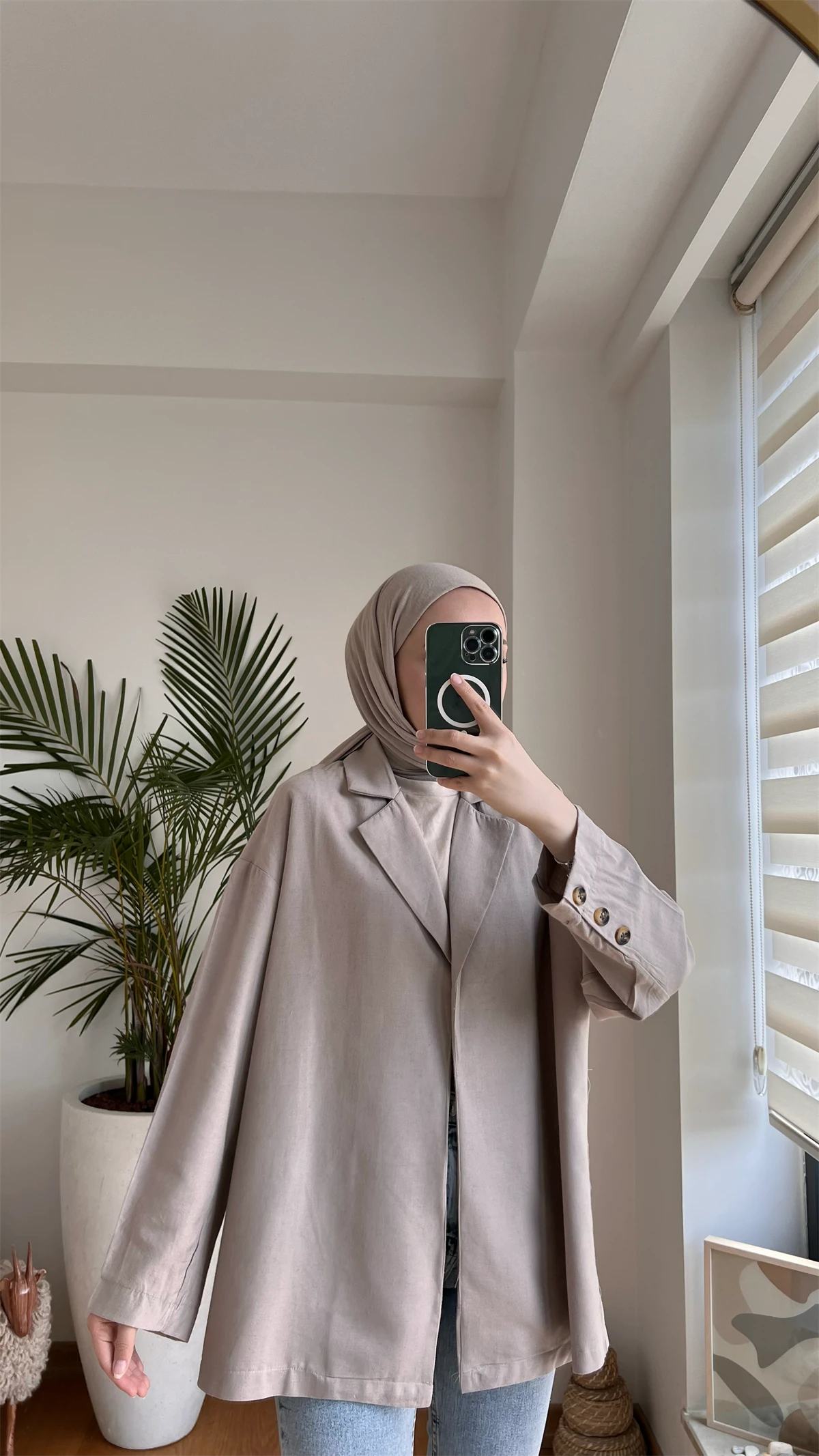 Kruvaze Yazlık Ceket Vizon