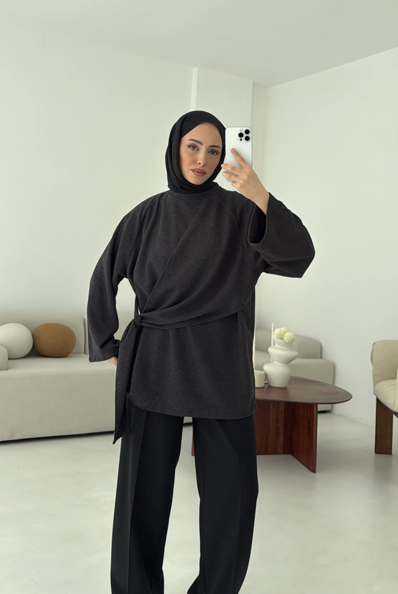 Yandan Şallı Tunik Antrasit 