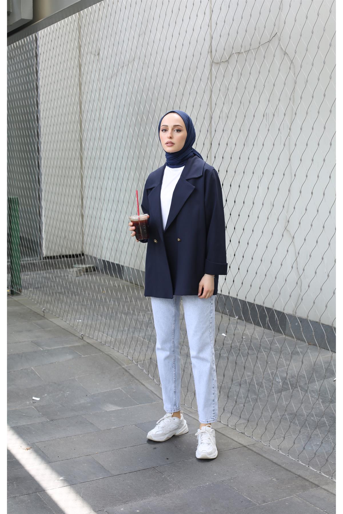 Double Kol Blazer Ceket Lacivert