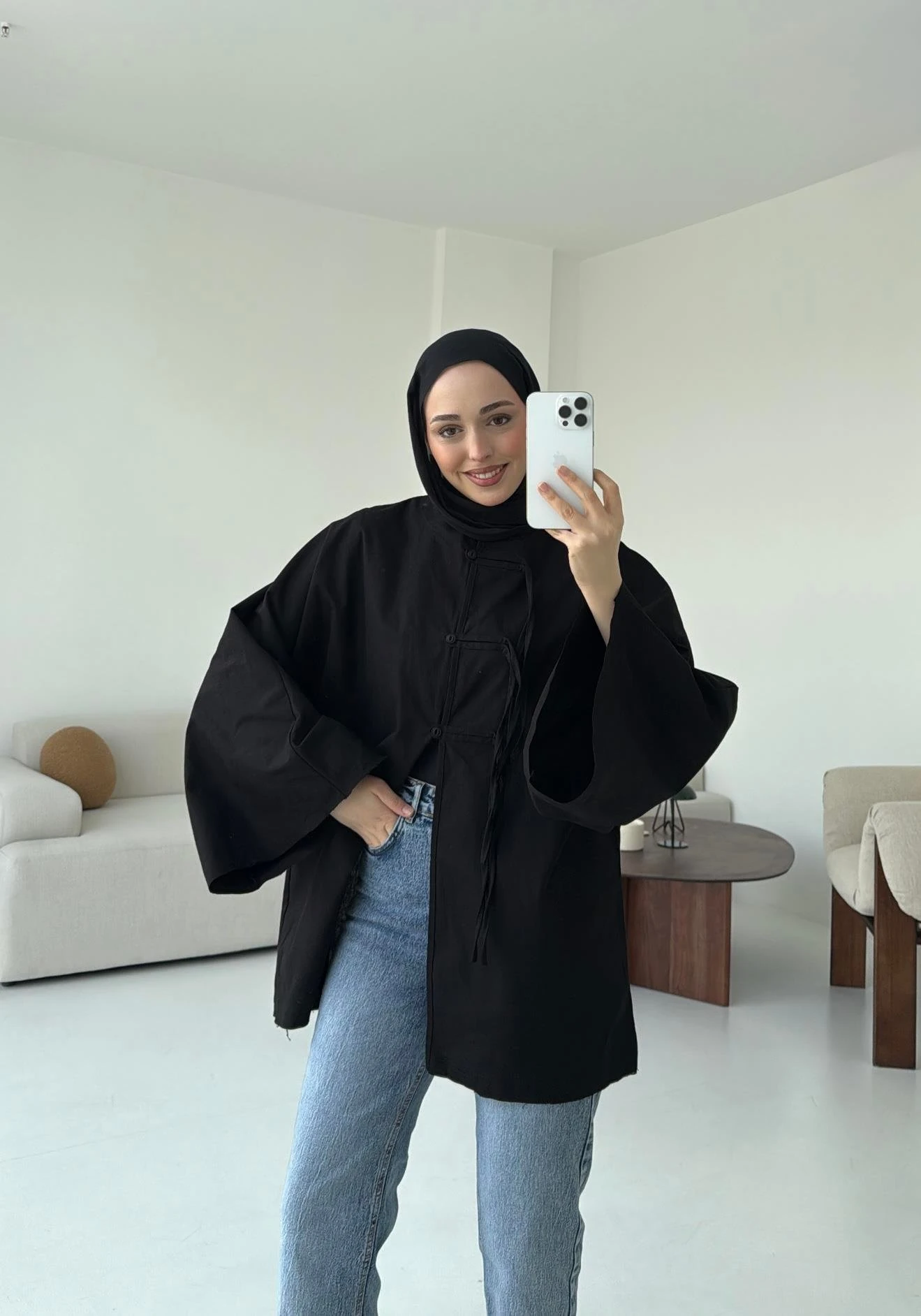 Geniş Kol Kimono Siyah