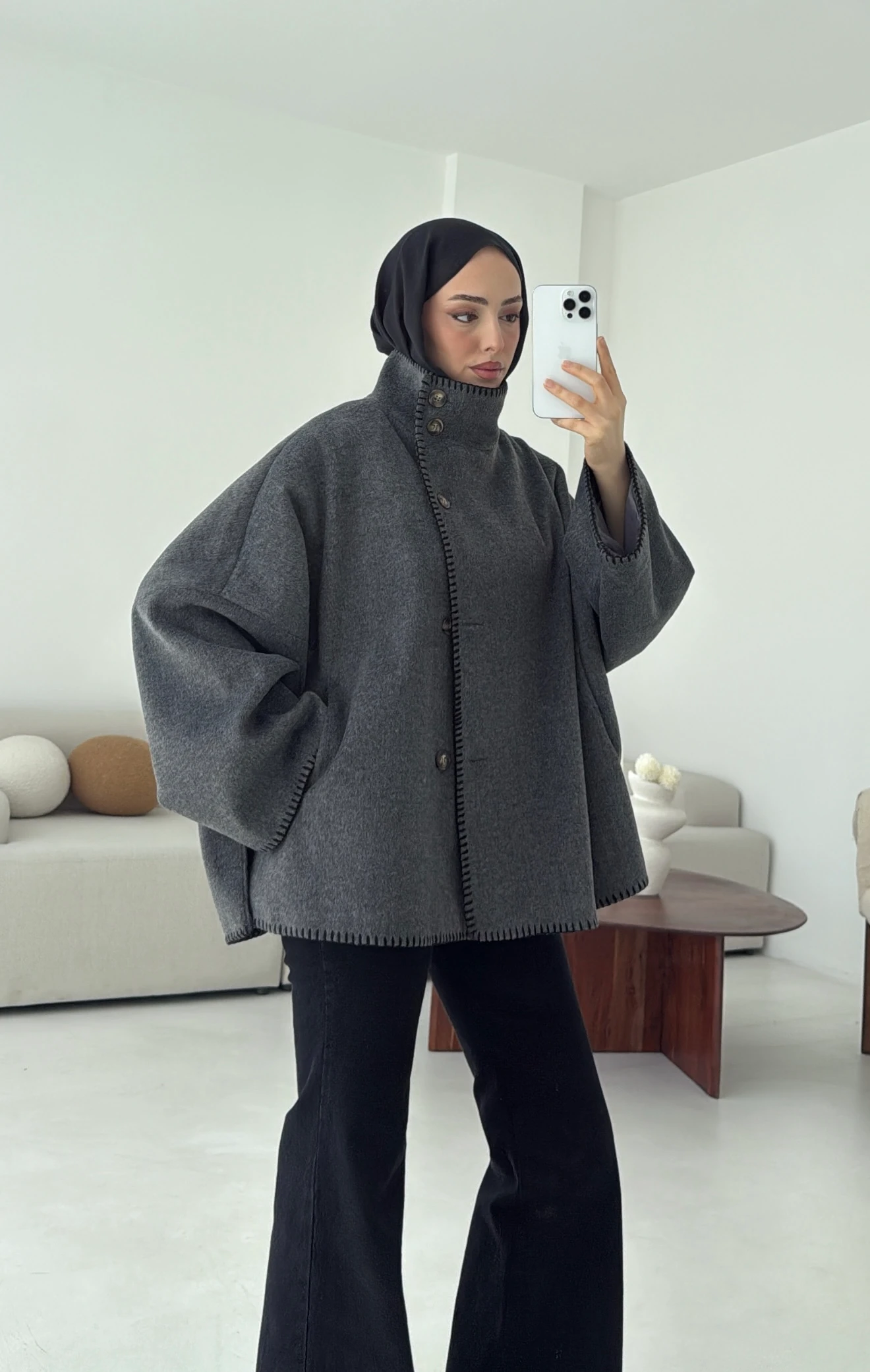 Nakış Detay Premium Kaban Antrasit