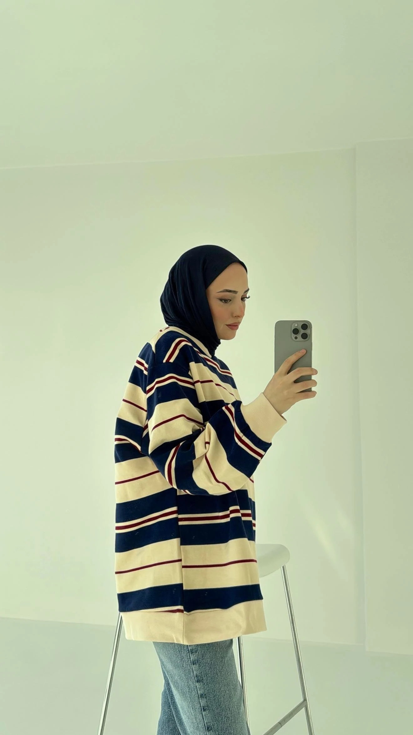 Çizgili Oversize Sweatshirt
