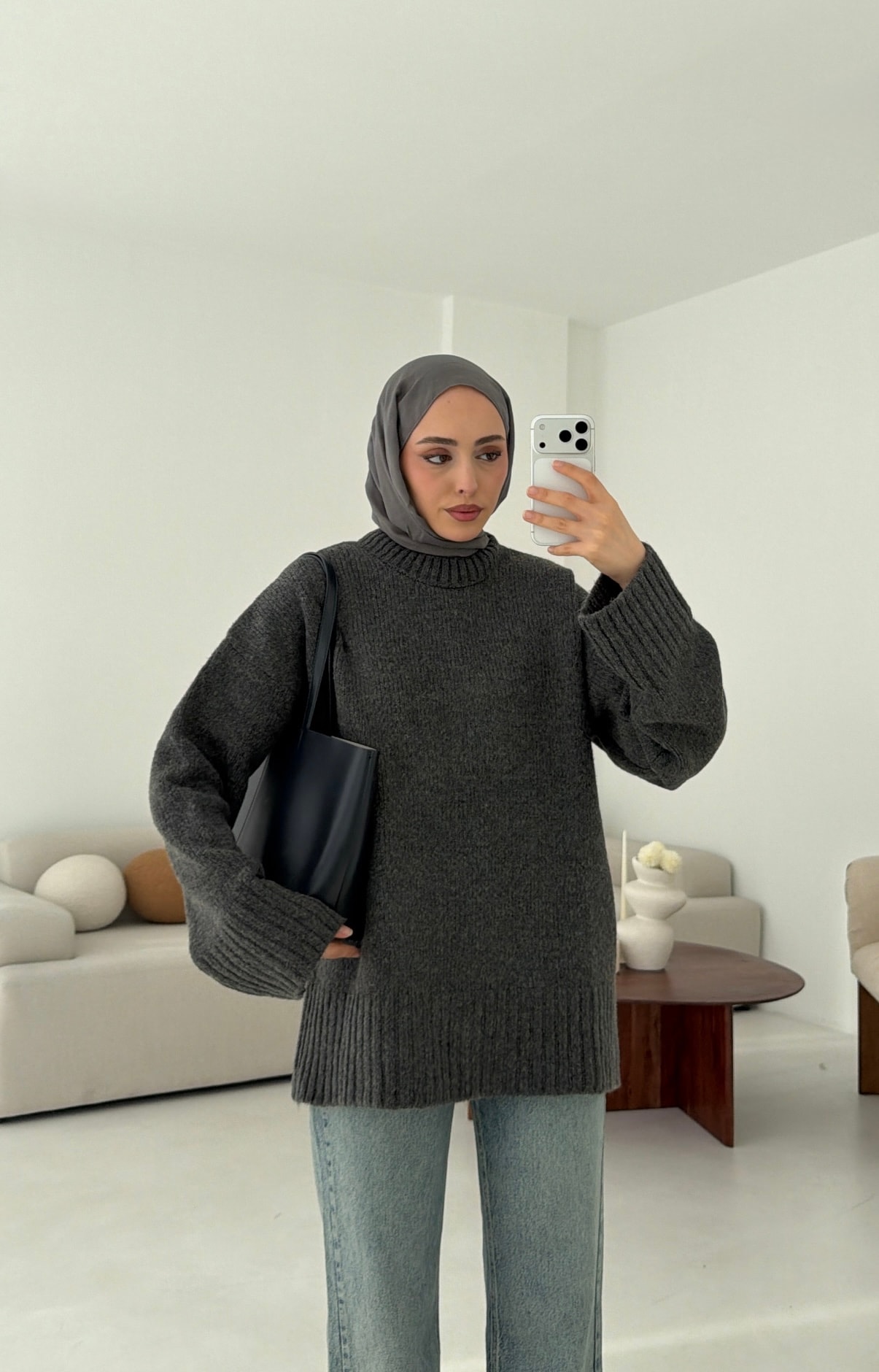 Oversize Soft Triko Kazak Antrasit