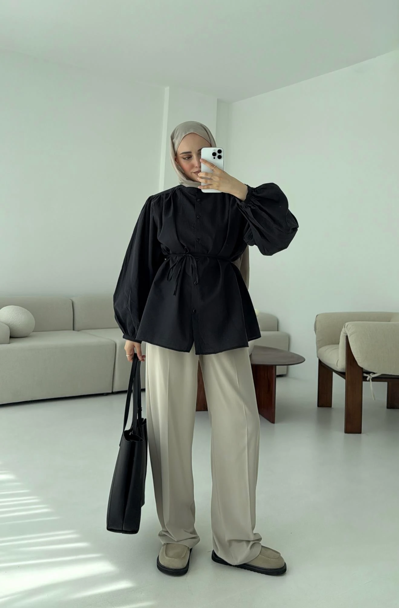 Risa Balon Kol Gömlek Antrasit