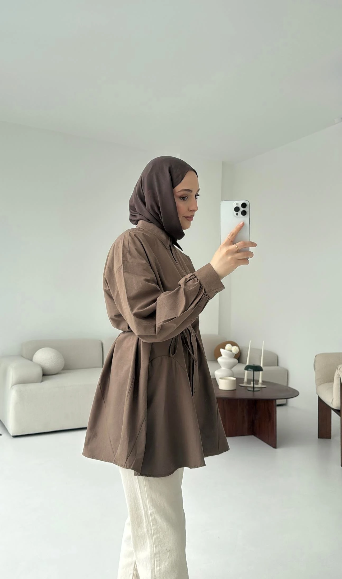 Volanlı Kahve Gömlek