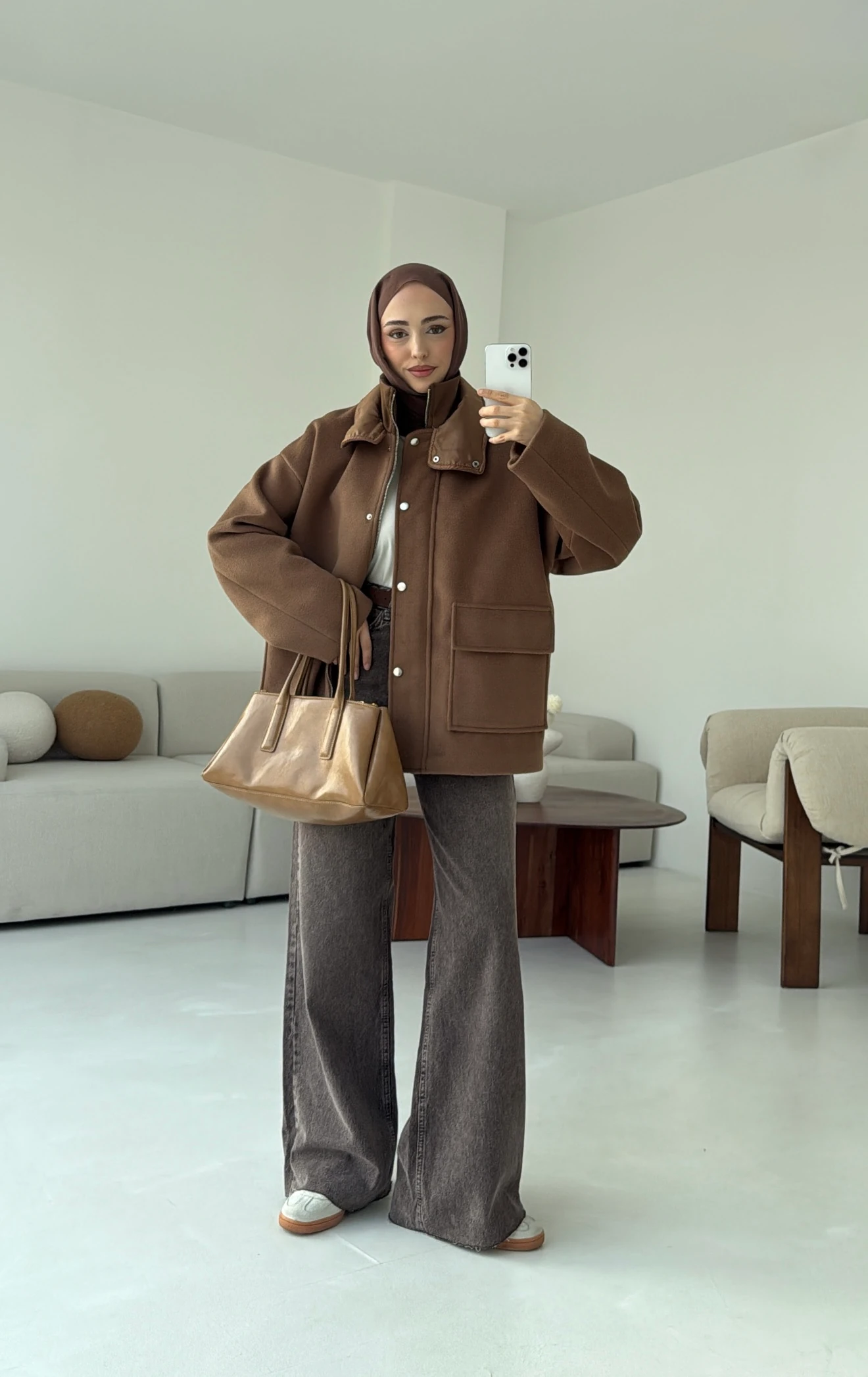 Klapalı Tasarım Kaban Kestane Kahve