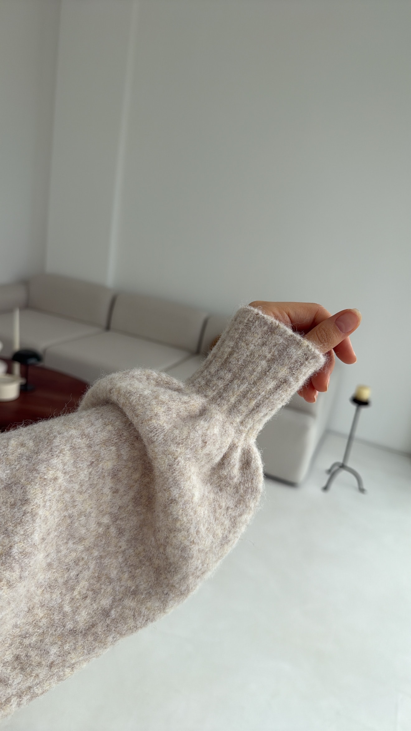 Balon Kol Yumuşak Kazak Bej