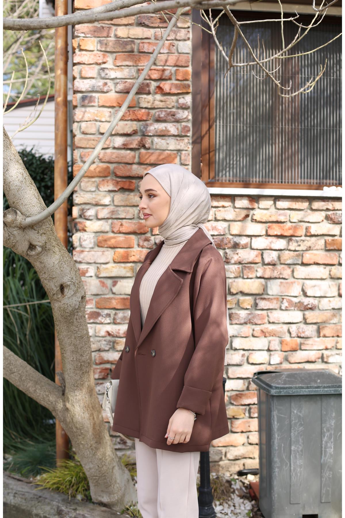 Oversize Ceket Kahve Yazlık