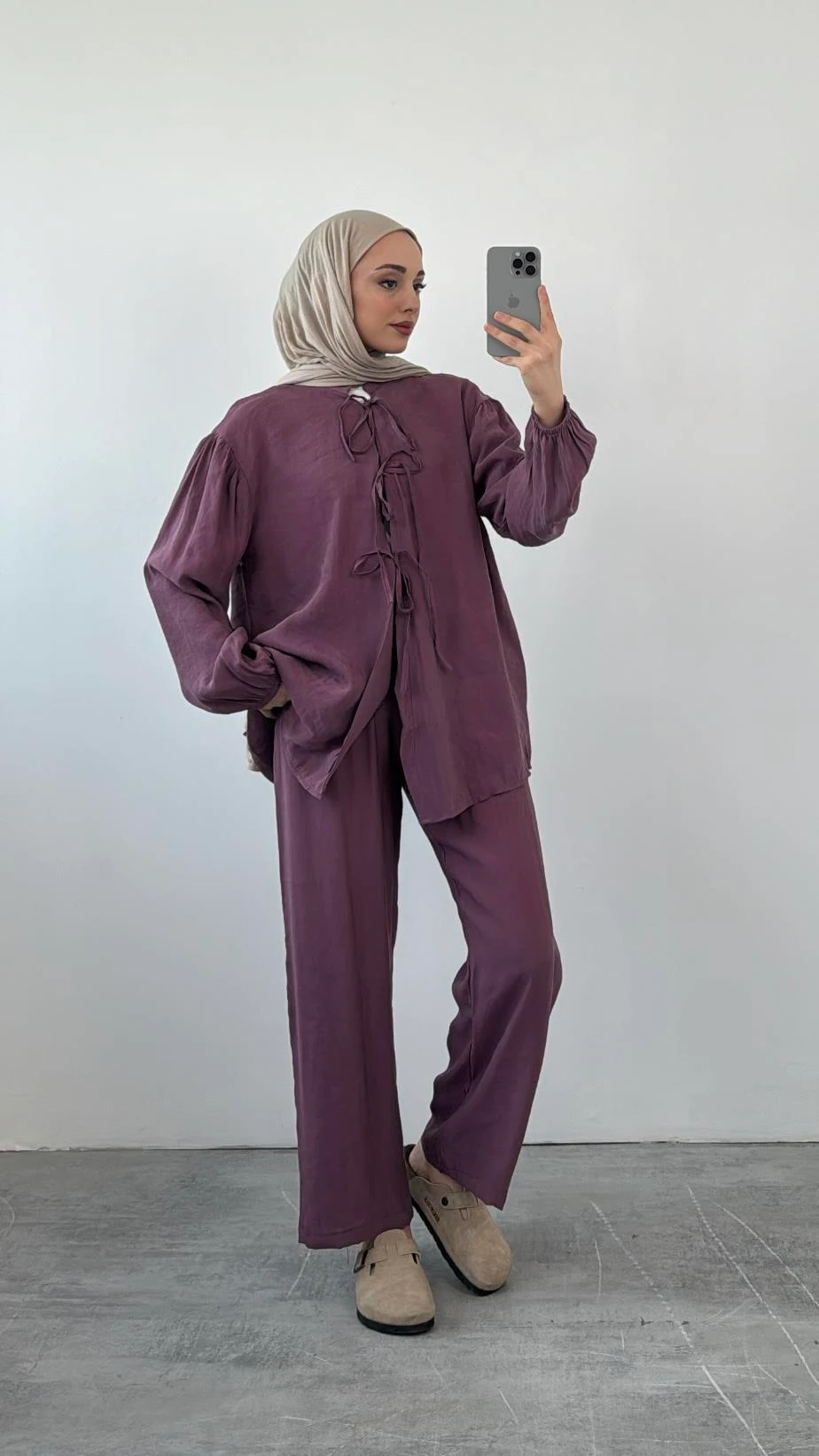 Tencel Önden Bağlamalı Kimonolu Takım  Gül