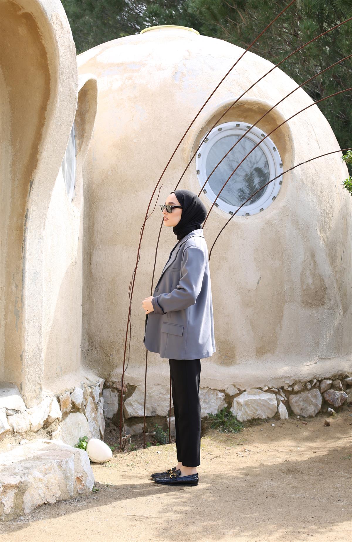 Oversize Kesim Blazer Ceket Antrasit