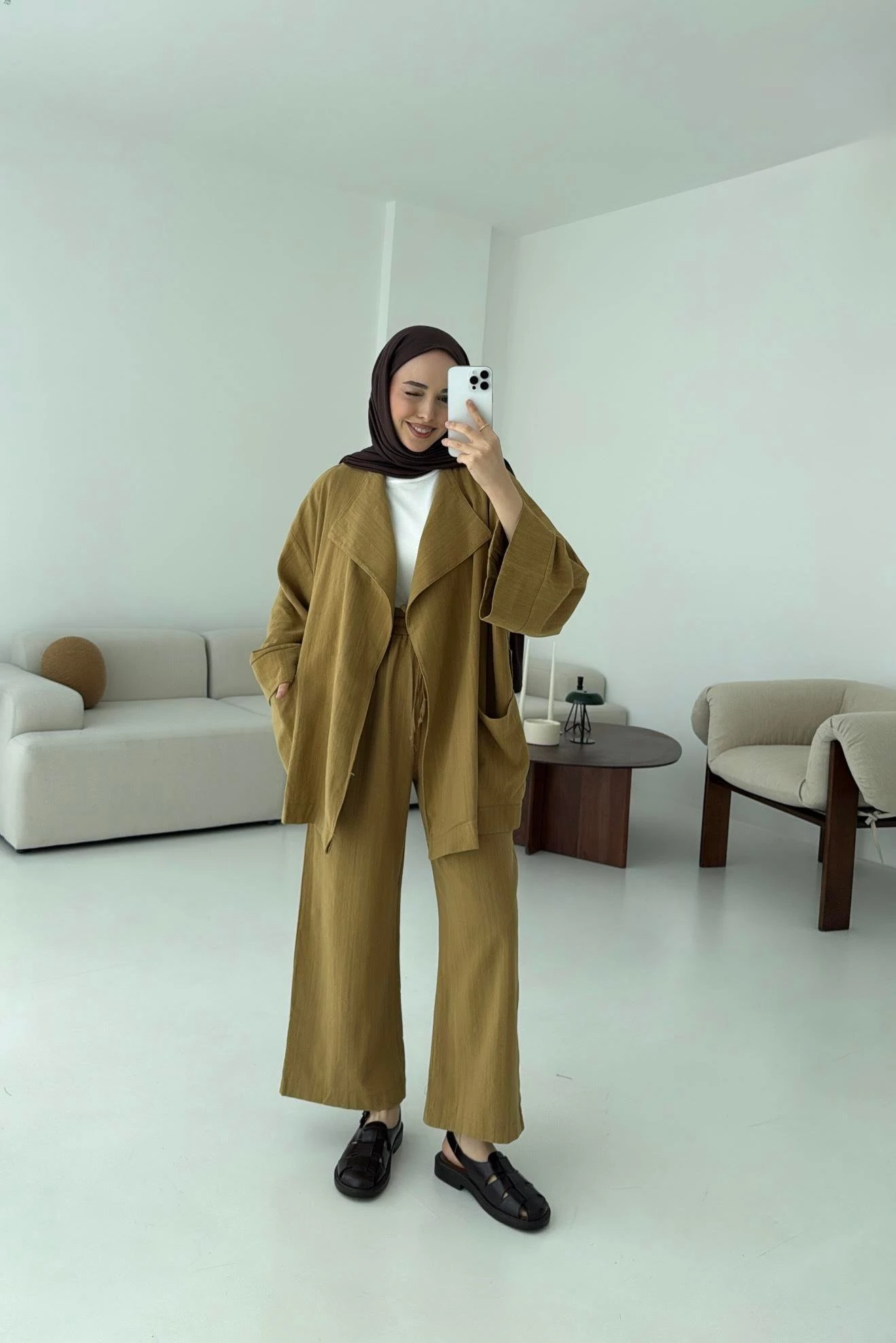 Keten Ceketli Takım Hardal