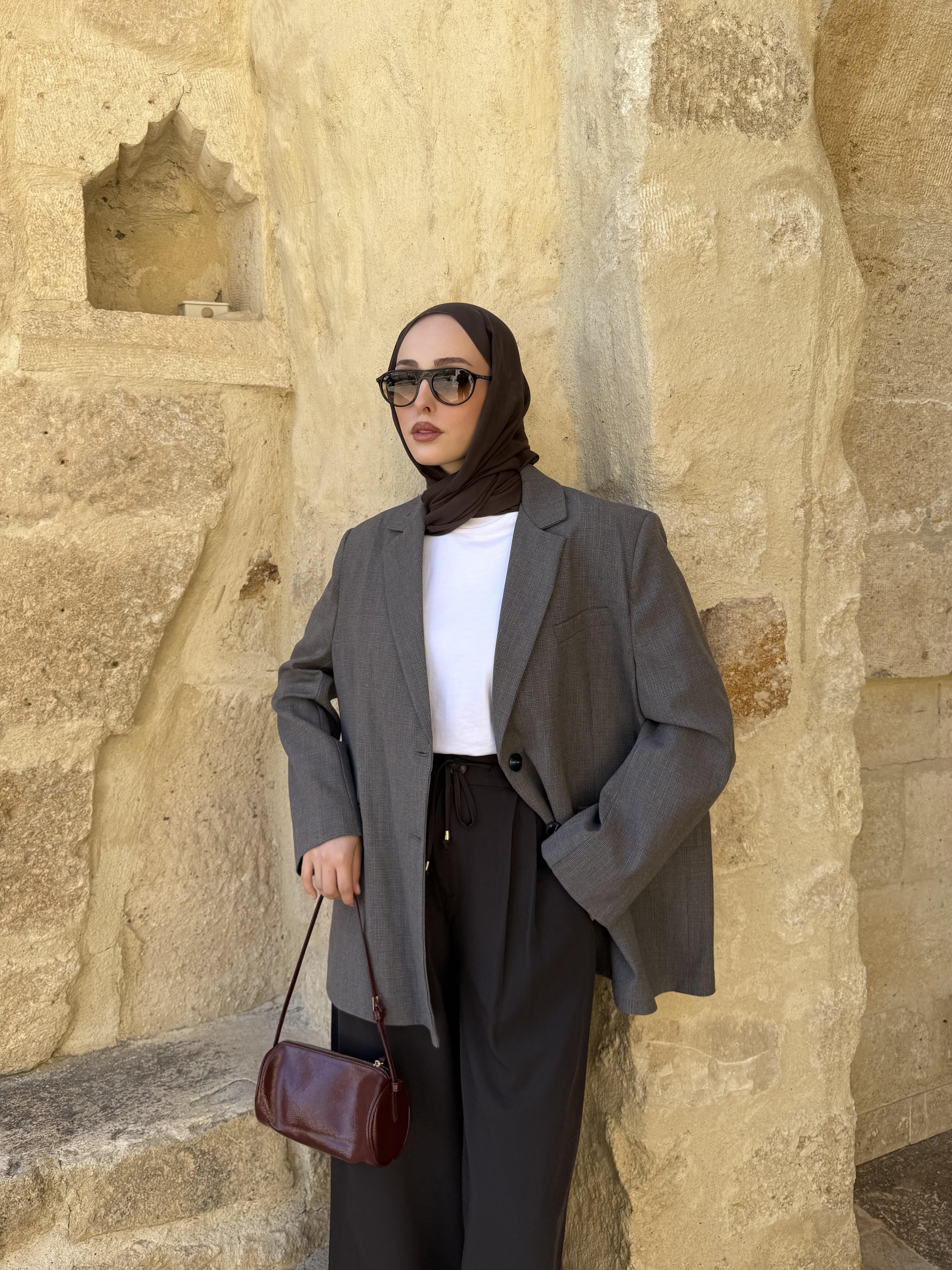 Gri Oversize Blazer Ceket